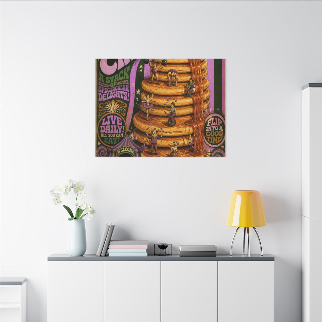 Pancake Stack Platform Wall Art Canvas 16×20 Psychedelic Cafe Decor Maximalist Print
