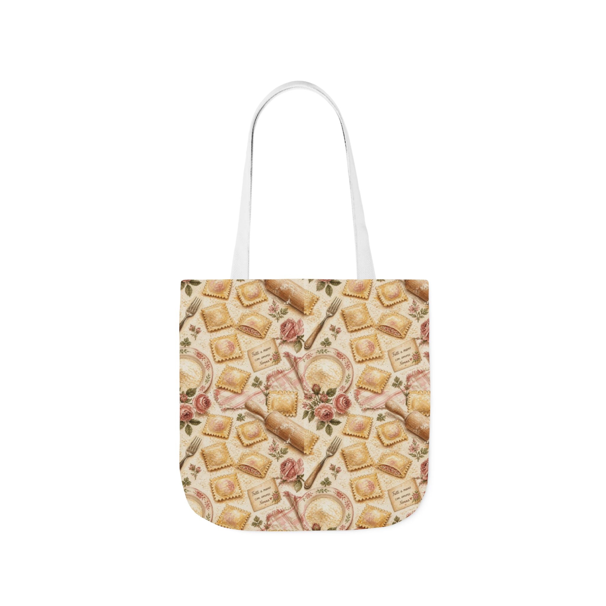 Fresh Ravioli Canvas Tote Bag Mediterranean Kitchen Watercolor Design Italian Cottagecore Gift