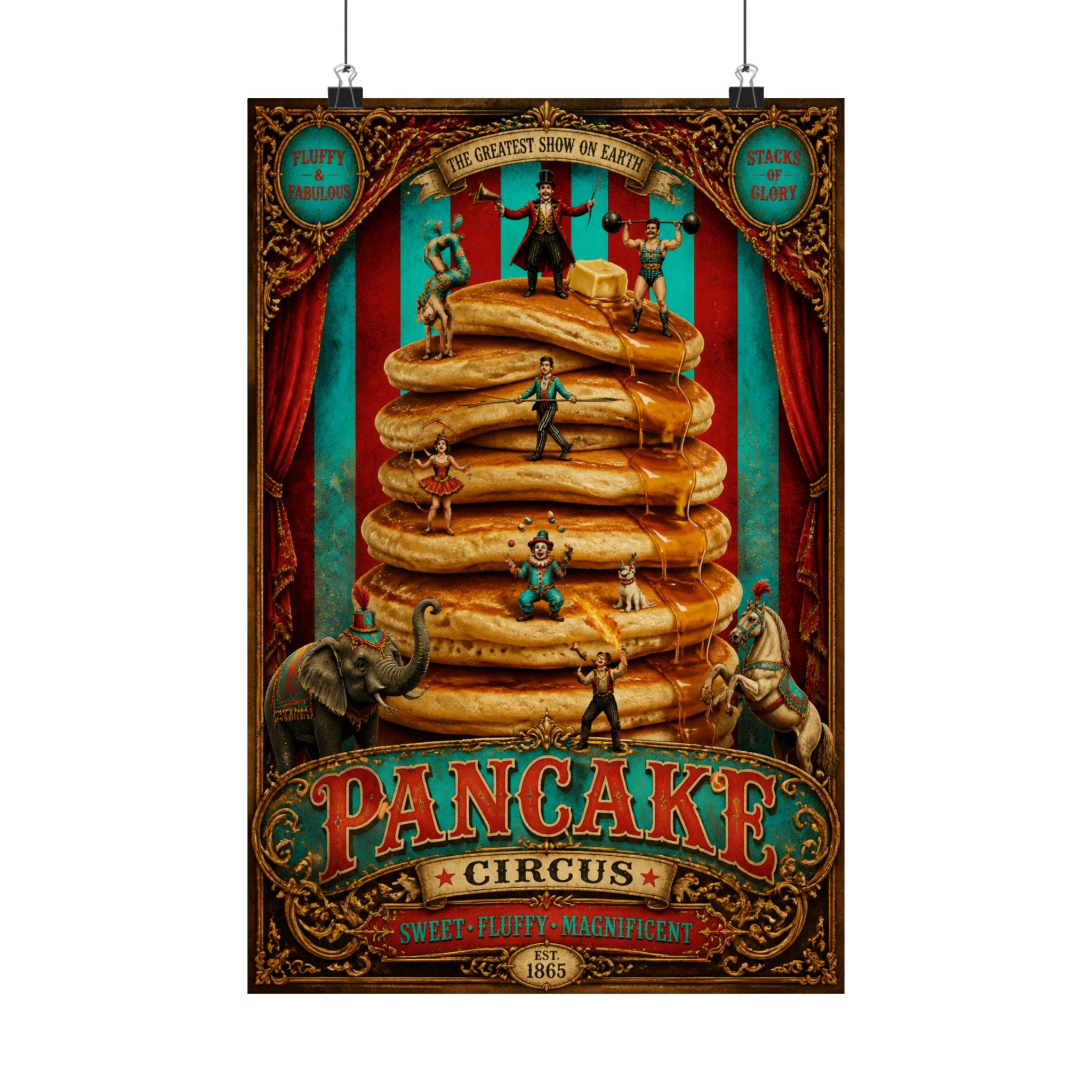 Pancake Stack Platform Wall Art Poster 18×24 Baroque Home Office Decor Maximalist Print