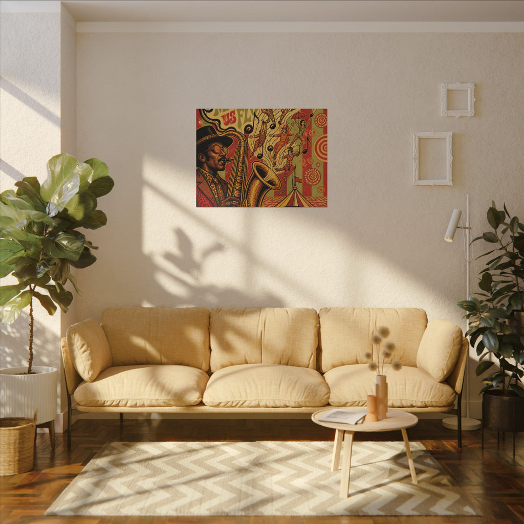 Saxophone Music Circus Wall Art Canvas 24×36 Psychedelic Dining Room Decor Maximalist Print
