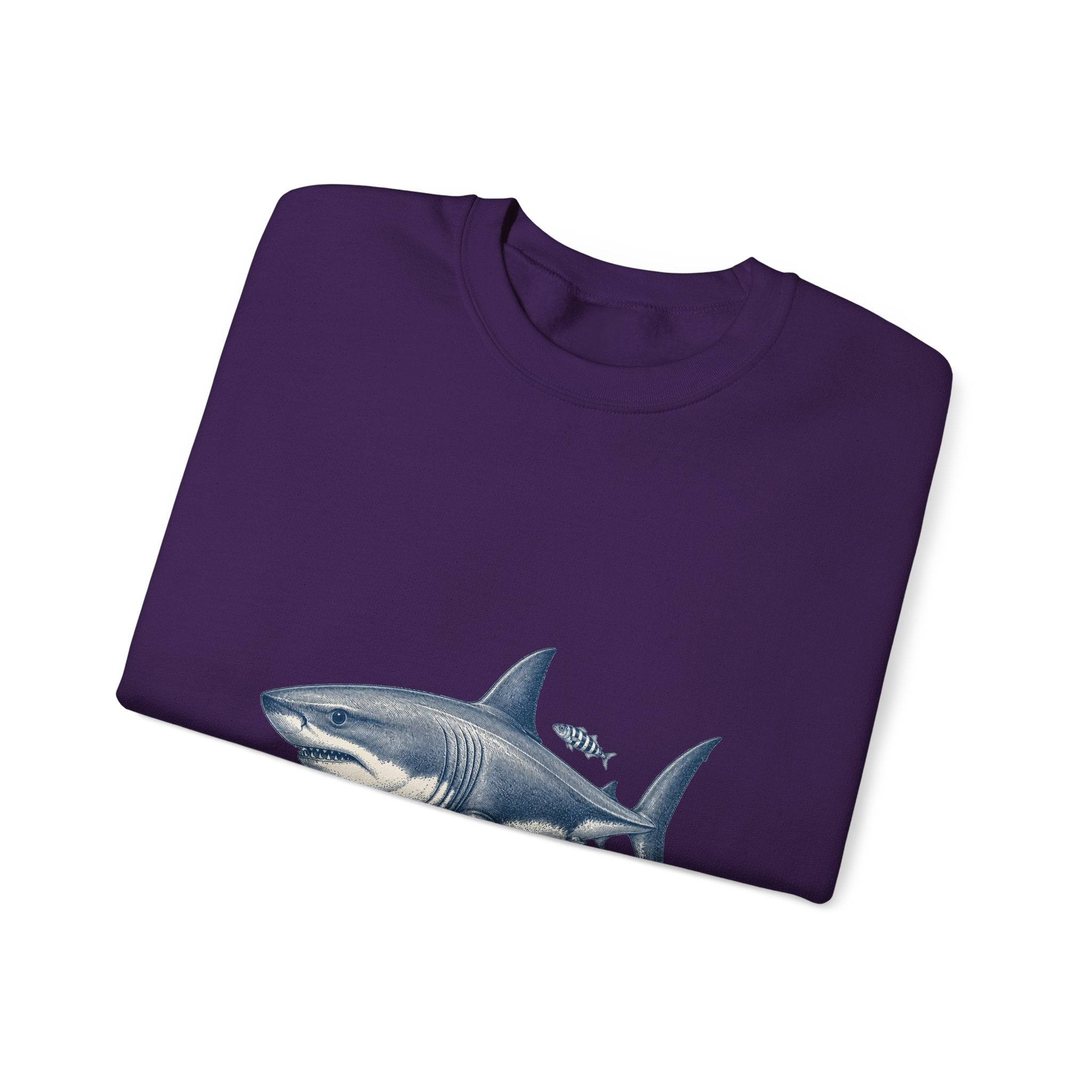 Matching Couple Sweatshirt - Shark & Dolphin Matching Couple Premium Fleece Sweatshirt Vintage Art His Hers Honeymoon Gift - Design A