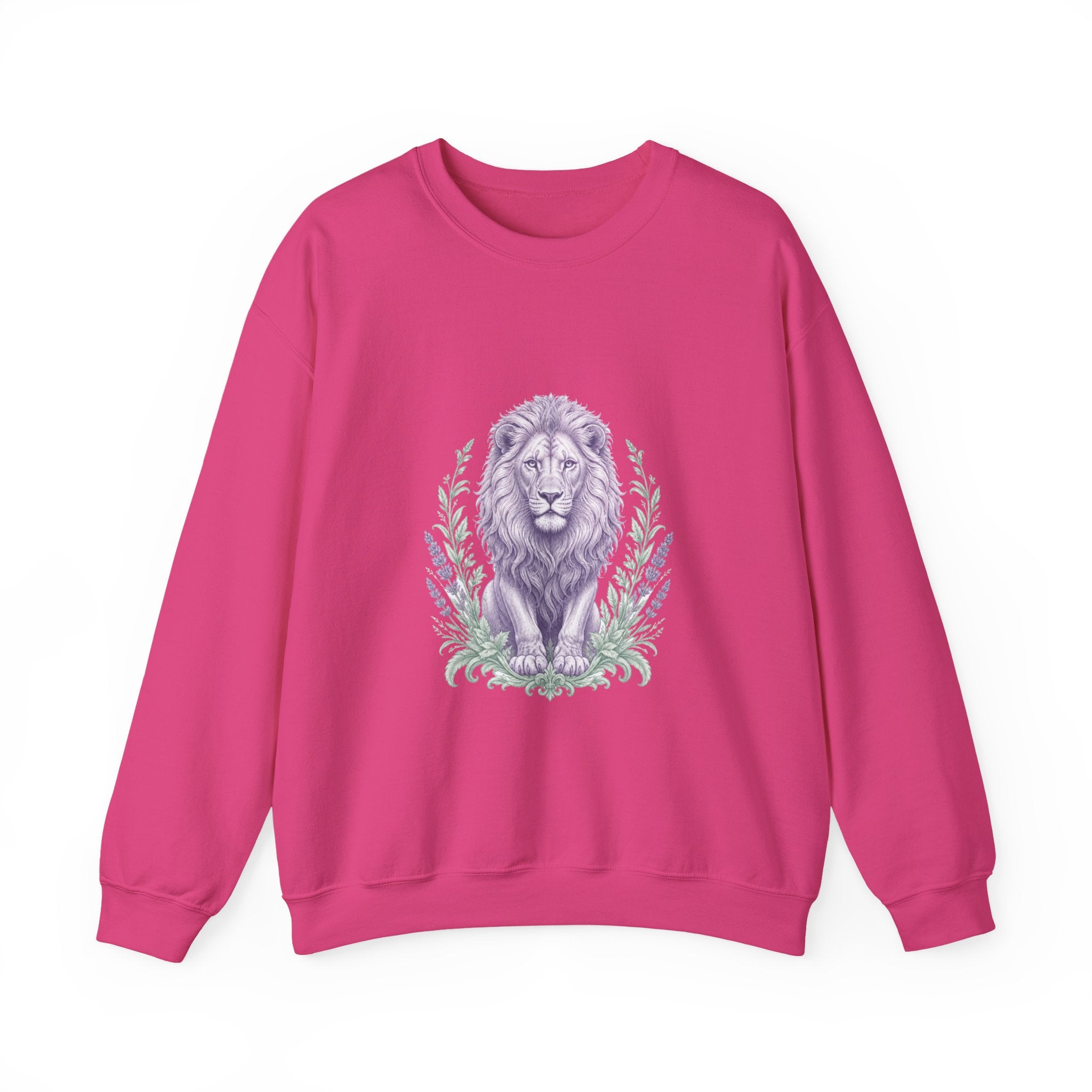 Matching Couple Sweatshirt - Lion & Lamb Matching Couple Crewneck Sweatshirt Vintage Art His Hers Wedding Gift - Design A
