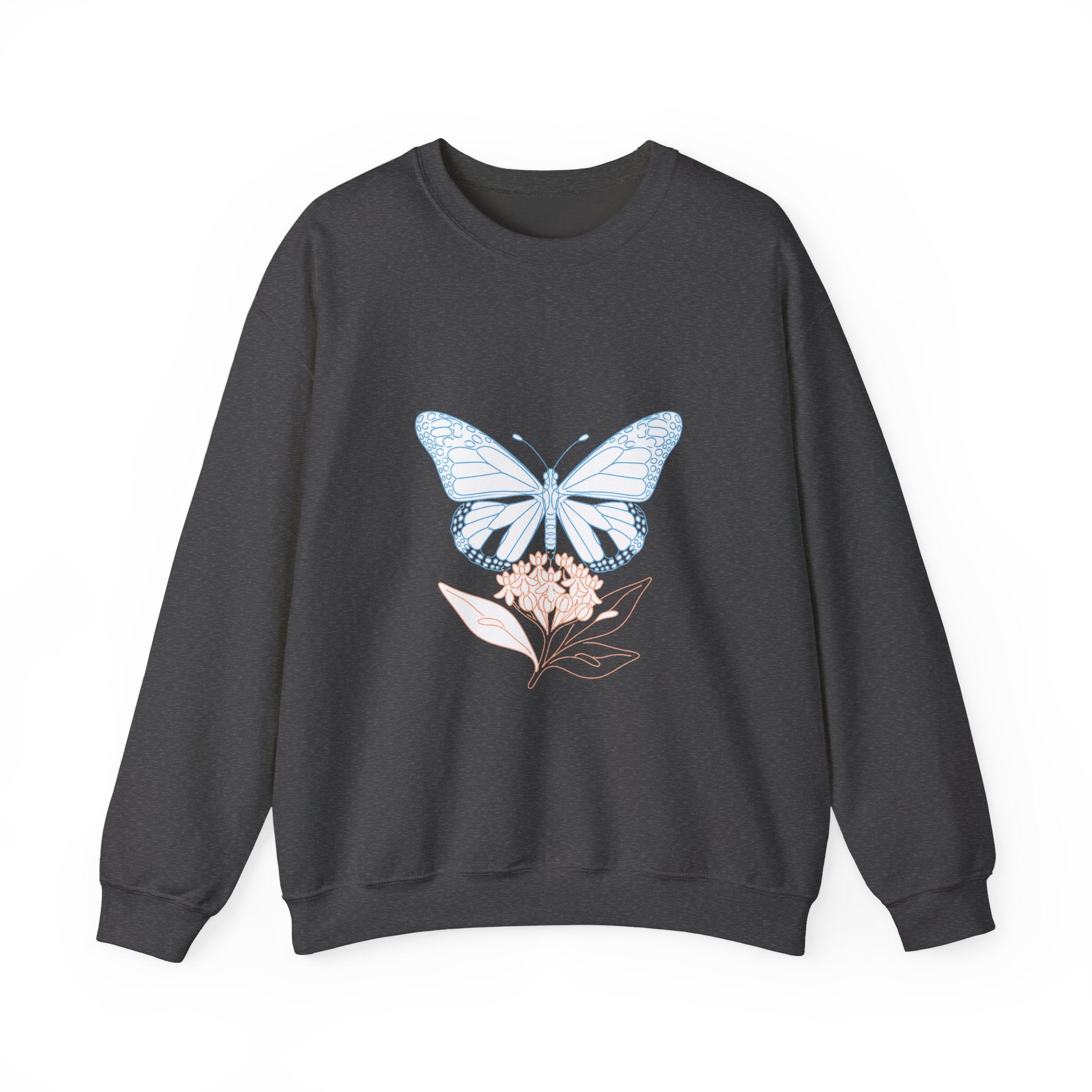 Matching Couple Sweatshirt - Butterfly & Moth Matching Couple Crewneck Sweatshirt Minimalist Art His Hers Valentine Gift - Design A