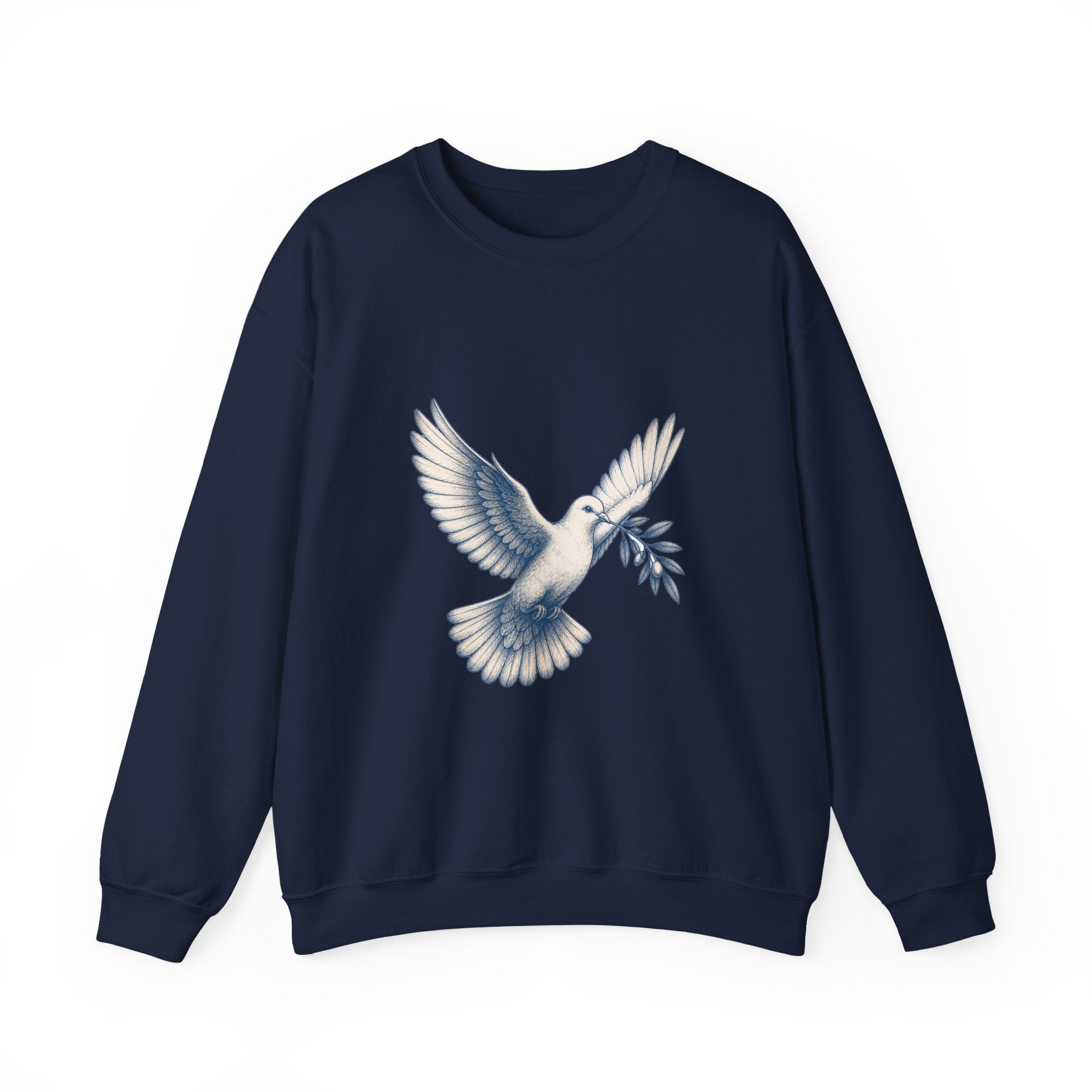 Matching Couple Sweatshirt - Wolf & Dove Matching Couple Premium Fleece Sweatshirt Hand-Drawn Art His Hers Anniversary Gift - Design B