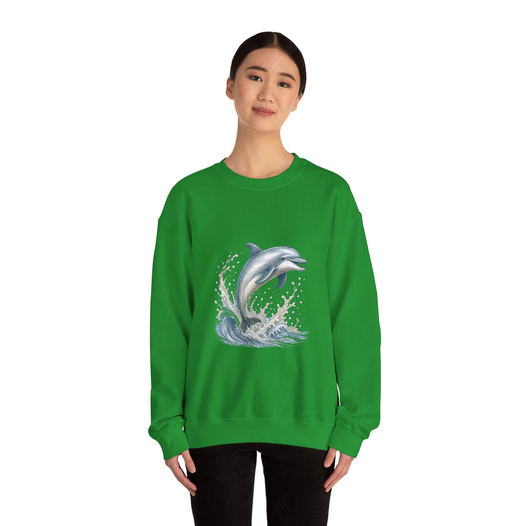 Matching Couple Sweatshirt - Shark & Dolphin Matching Couple Premium Fleece Sweatshirt Hand-Drawn Art His Hers Anniversary Gift - Design B