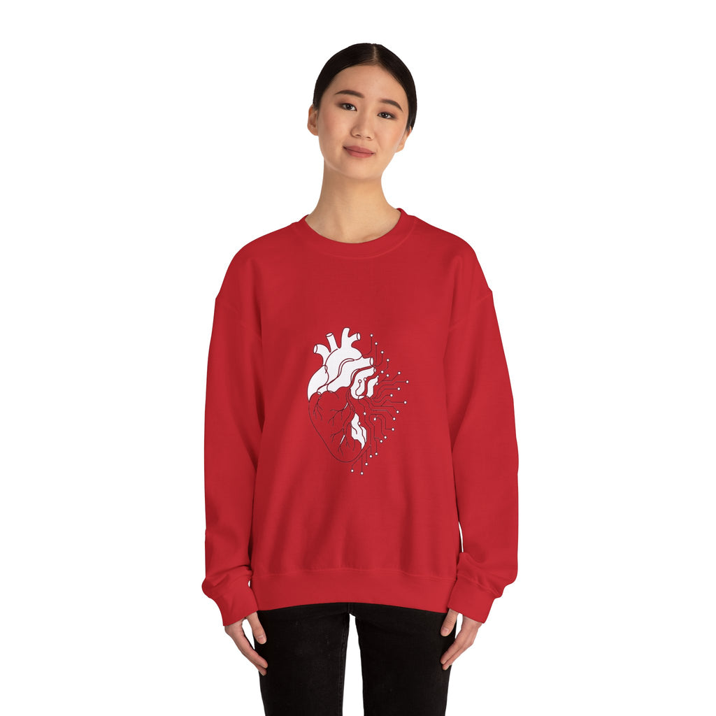 Matching Couple Sweatshirt - Robot & Heart Matching Couple Comfort Colors Crew Minimalist Art His Hers Christmas Gift - Design B