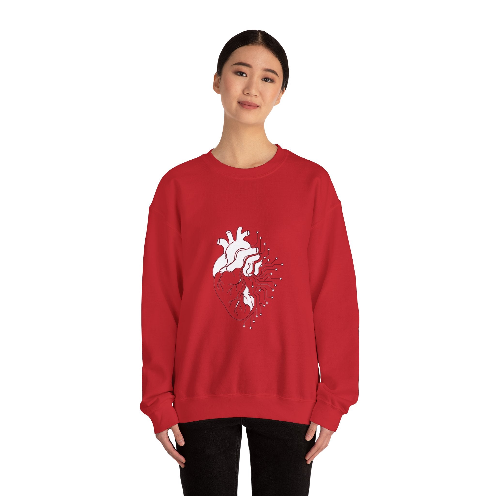 Matching Couple Sweatshirt - Robot & Heart Matching Couple Comfort Colors Crew Minimalist Art His Hers Christmas Gift - Design B
