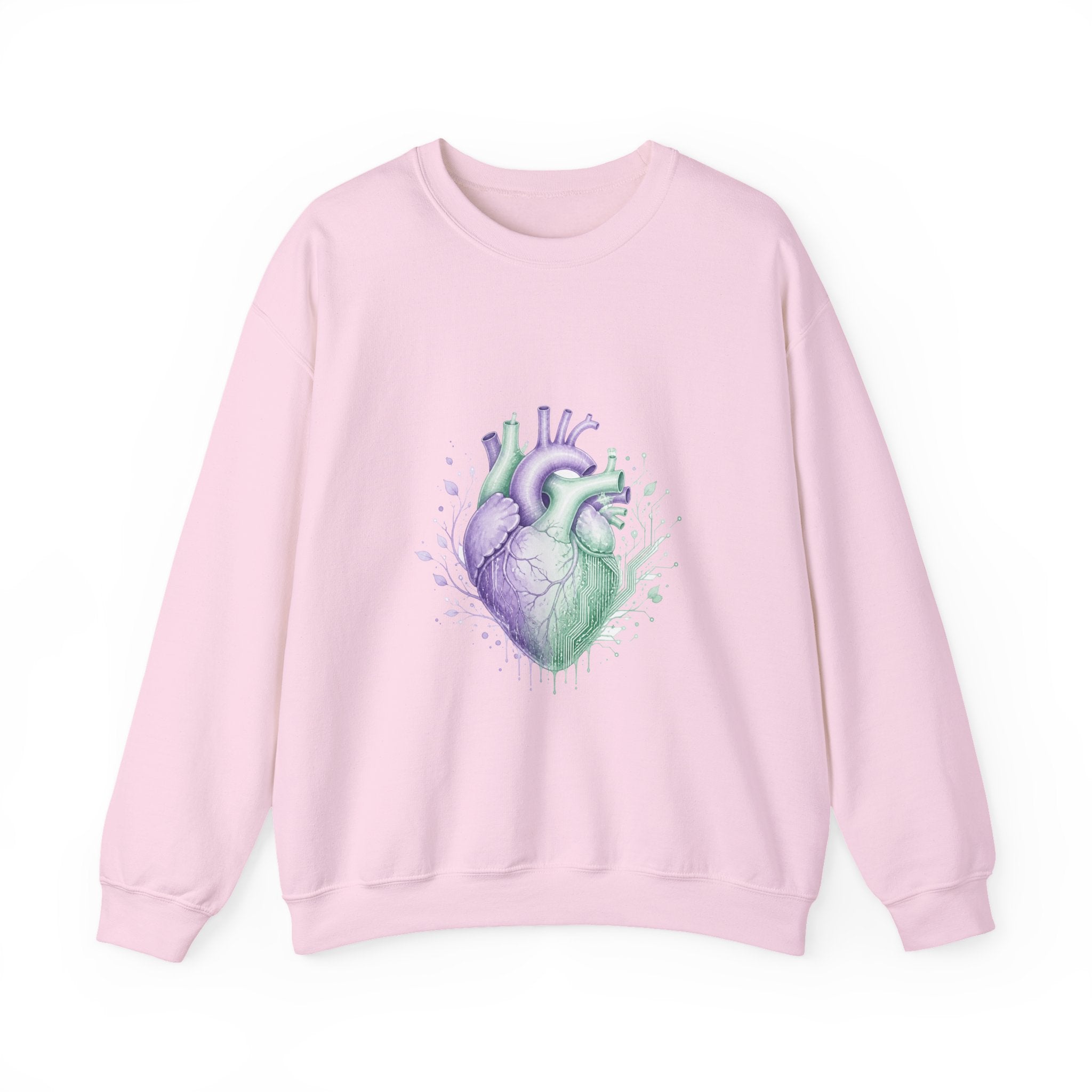 Matching Couple Sweatshirt - Robot & Heart Matching Couple Premium Fleece Sweatshirt Watercolor Art His Hers Birthday Gift - Design B