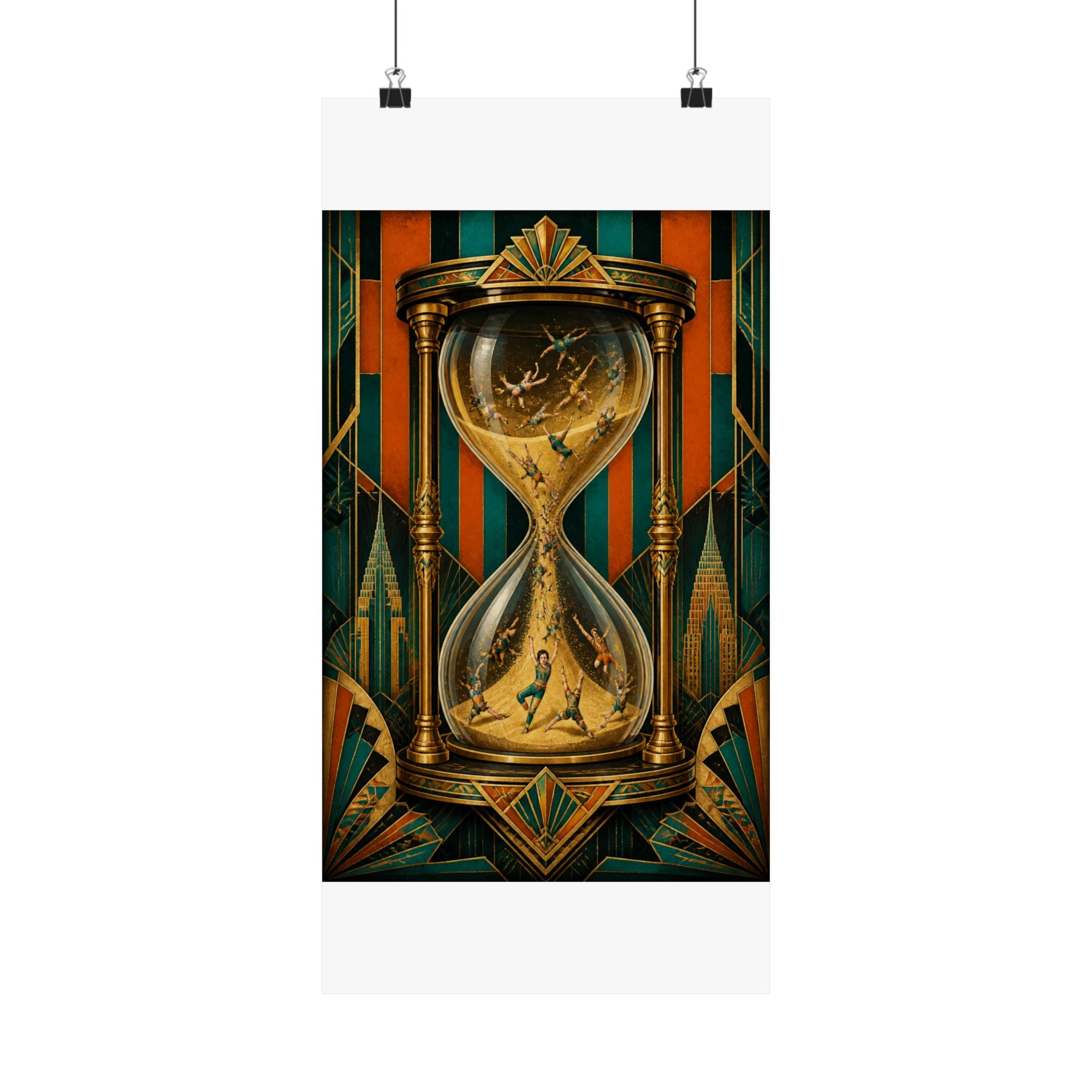 Hourglass Acrobats Wall Art Poster 24×36 Art Deco Bar Area Decor Maximalist Print