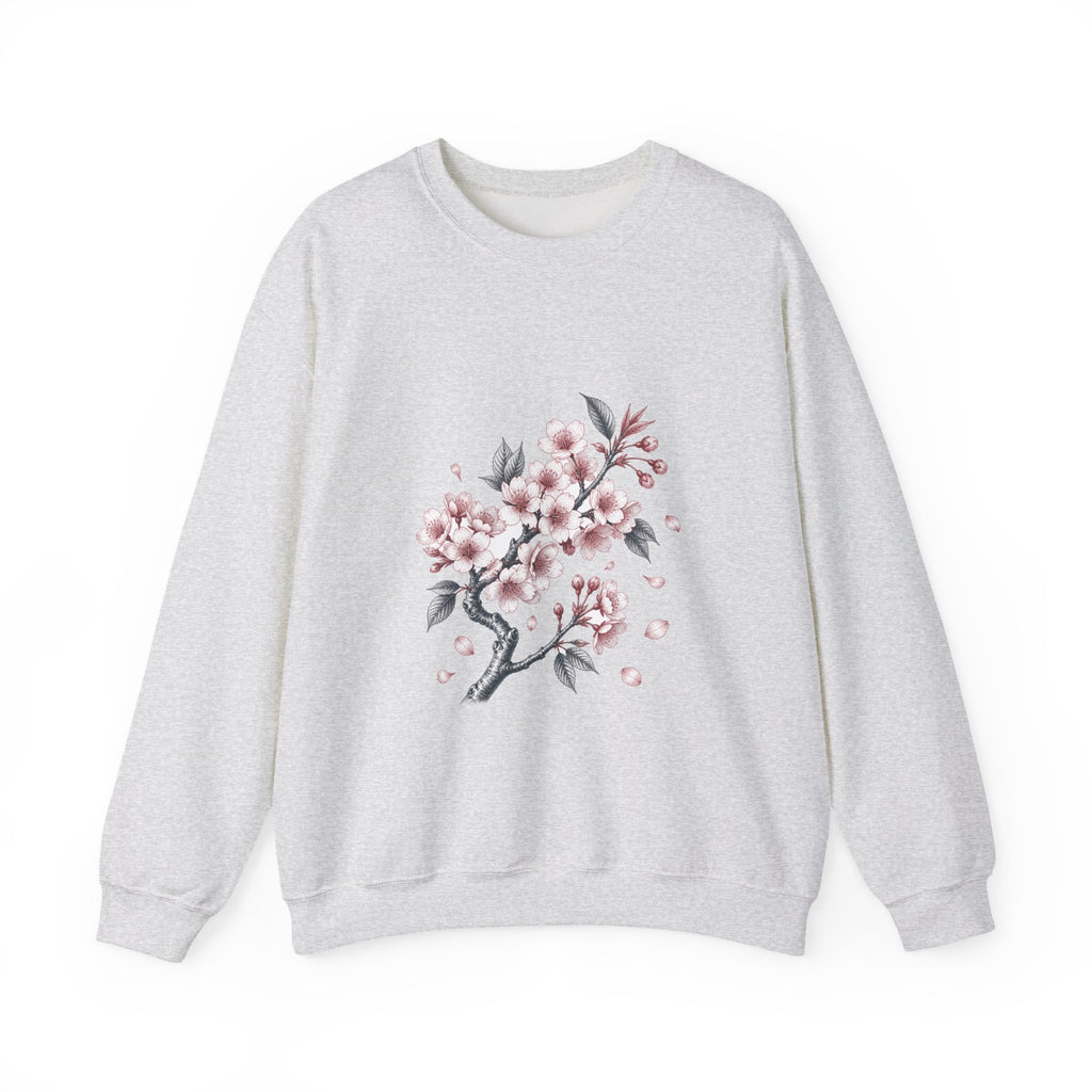 Matching Couple Sweatshirt - Cherry Blossom & Maple Leaf Matching Couple Crewneck Sweatshirt Vintage Art His Hers Wedding Gift - Design A