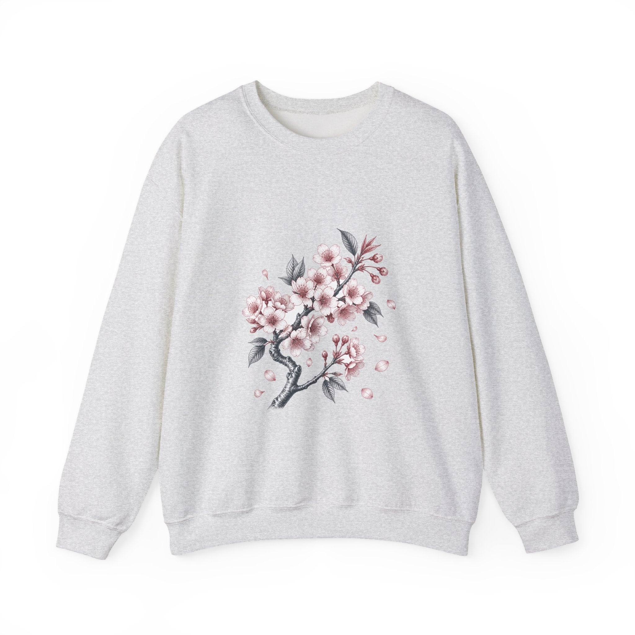 Matching Couple Sweatshirt - Cherry Blossom & Maple Leaf Matching Couple Crewneck Sweatshirt Vintage Art His Hers Wedding Gift - Design A