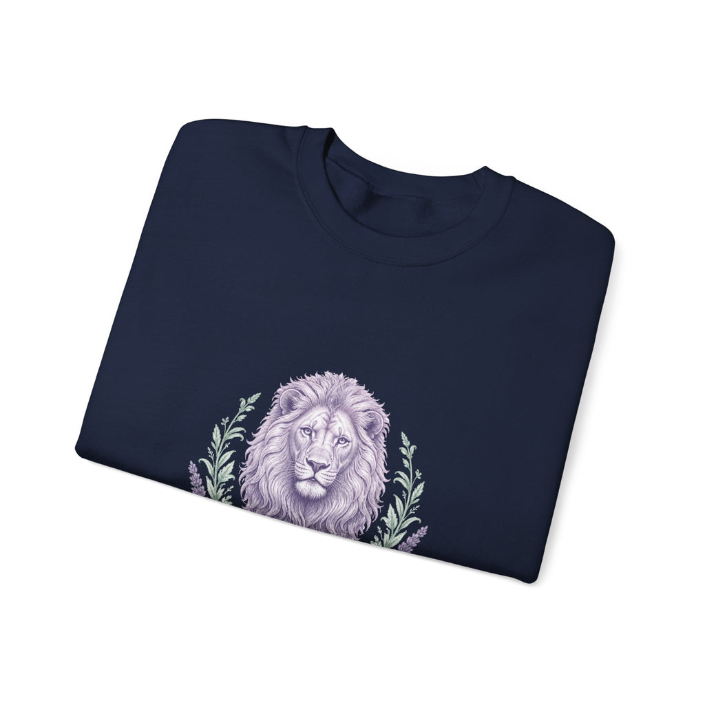 Matching Couple Sweatshirt - Lion & Lamb Matching Couple Crewneck Sweatshirt Vintage Art His Hers Wedding Gift - Design A