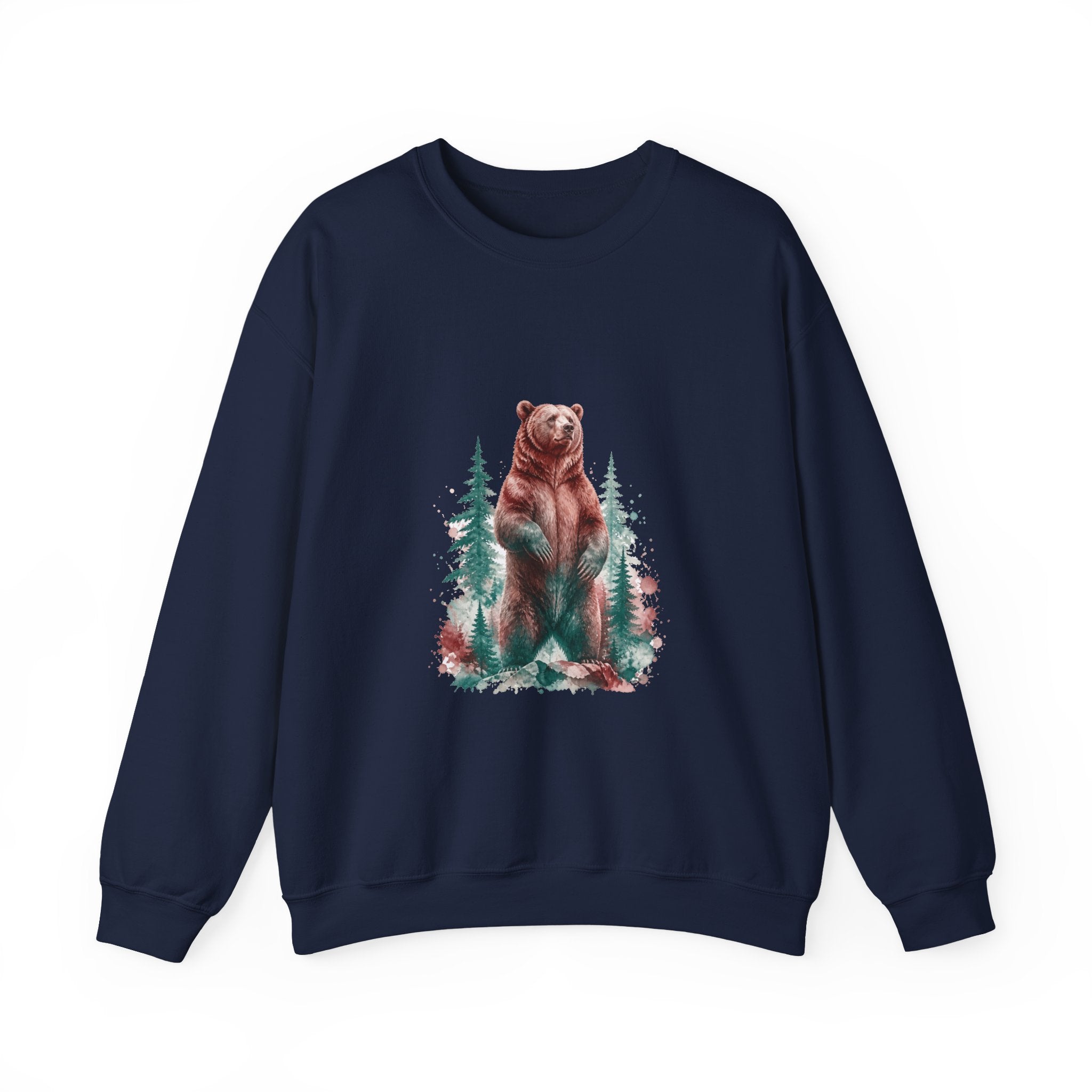 Matching Couple Sweatshirt - Bear & Deer Matching Couple Comfort Colors Crew Watercolor Art His Hers Birthday Gift - Design A