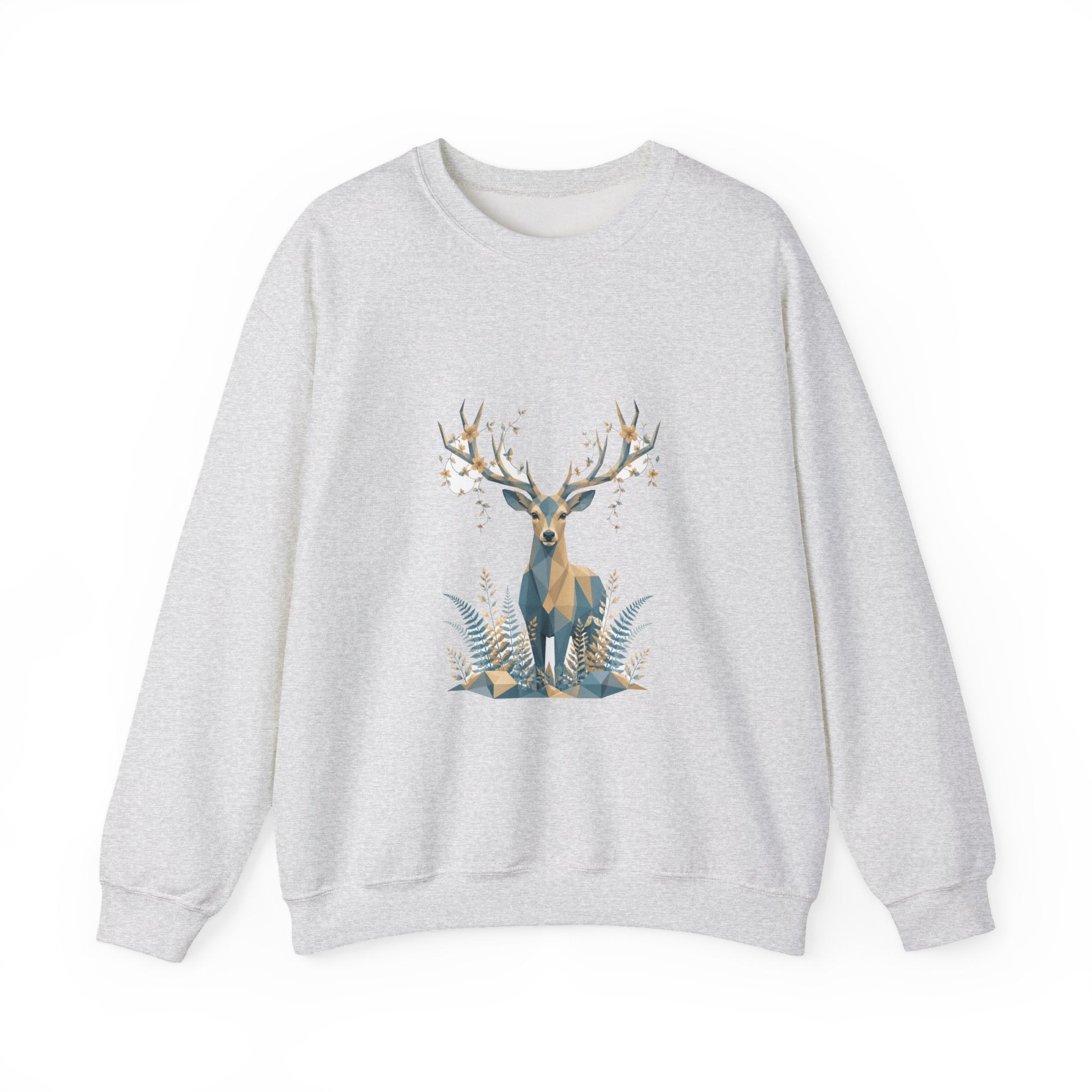 Matching Couple Sweatshirt - Bear & Deer Matching Couple Premium Fleece Sweatshirt Geometric Art His Hers Love Gift - Design B