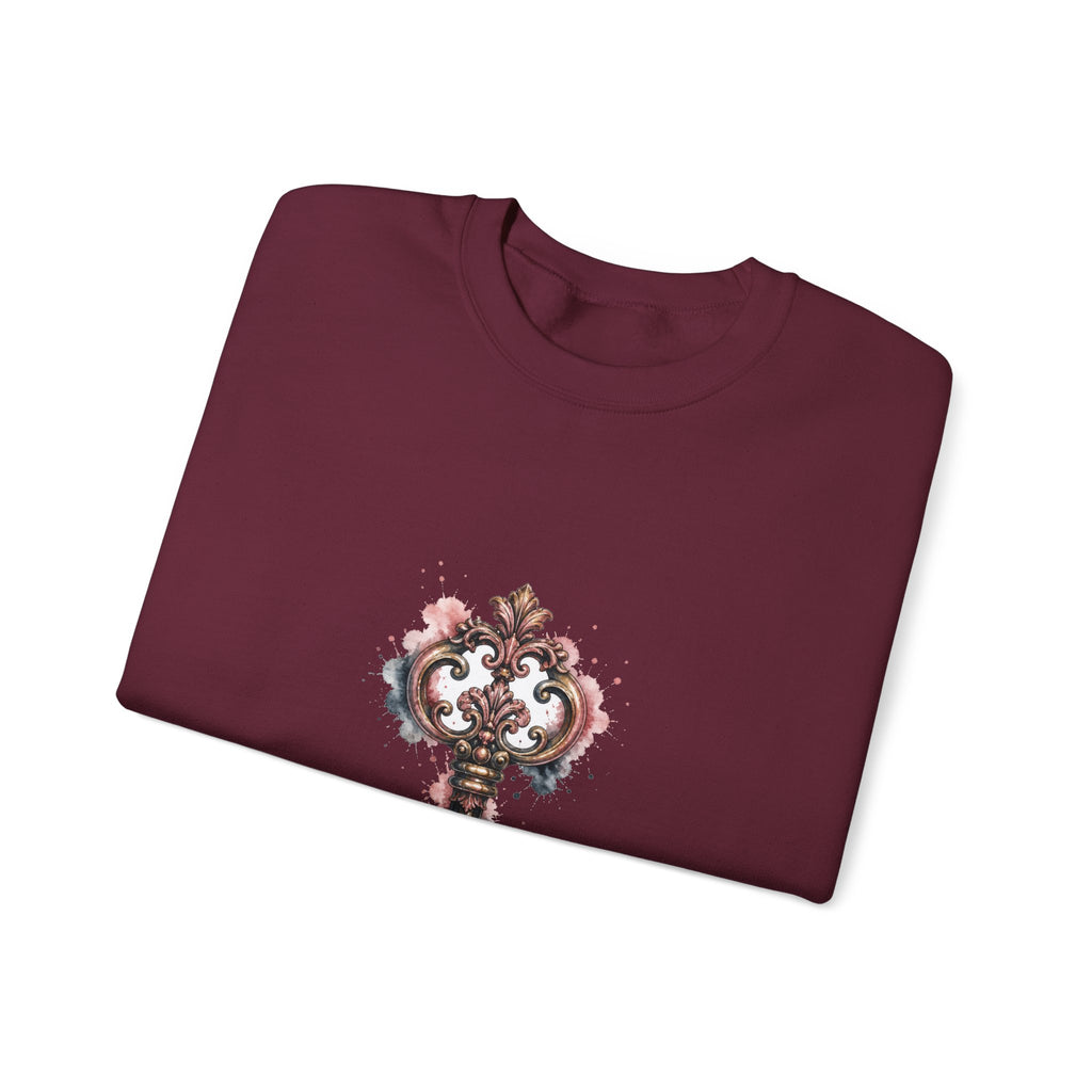Matching Couple Sweatshirt - Key & Lock Matching Couple Comfort Colors Crew Watercolor Art His Hers Birthday Gift - Design A