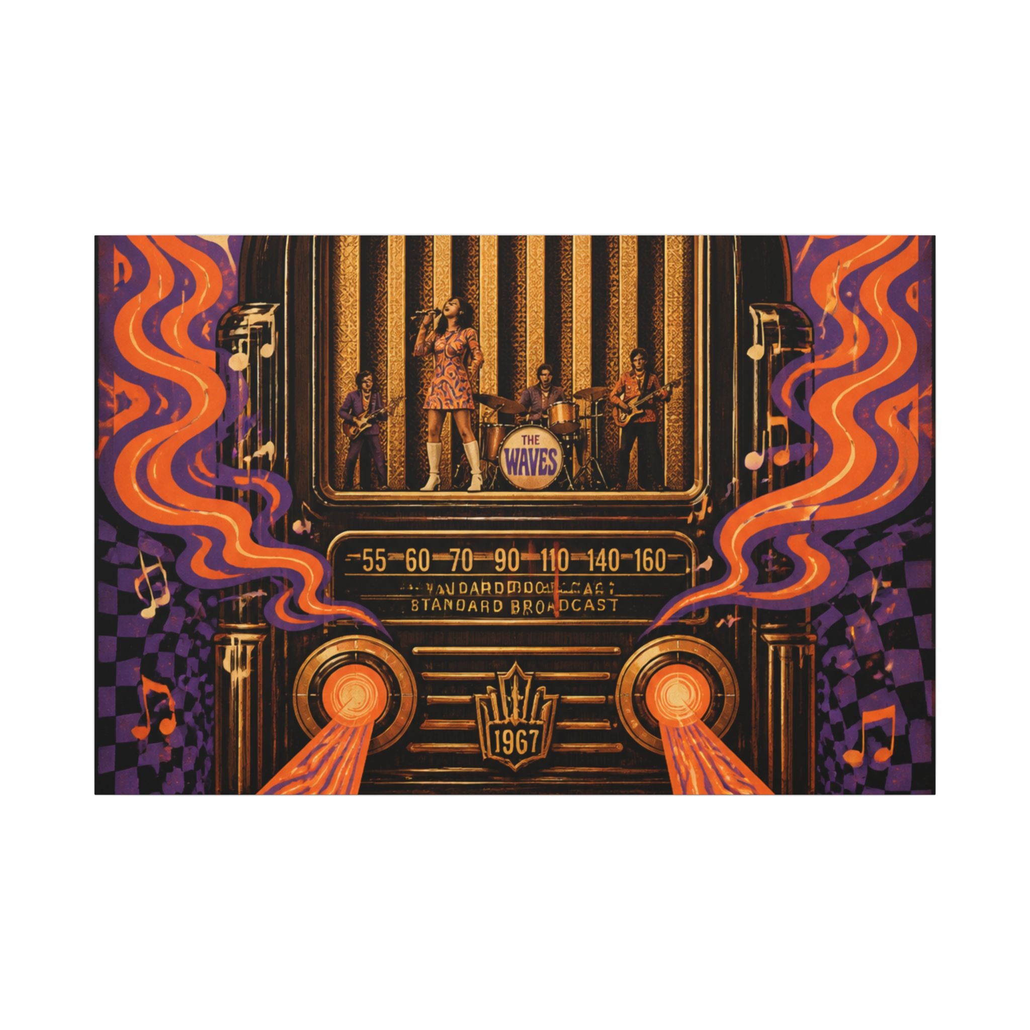 Vintage Radio Stage Wall Art Canvas 16×20 Psychedelic Cafe Decor Maximalist Print
