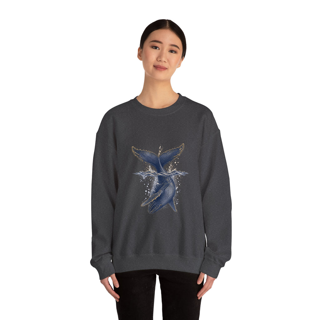 Matching Couple Sweatshirt - Eagle & Whale Matching Couple Crewneck Sweatshirt Vintage Art His Hers Wedding Gift - Design B