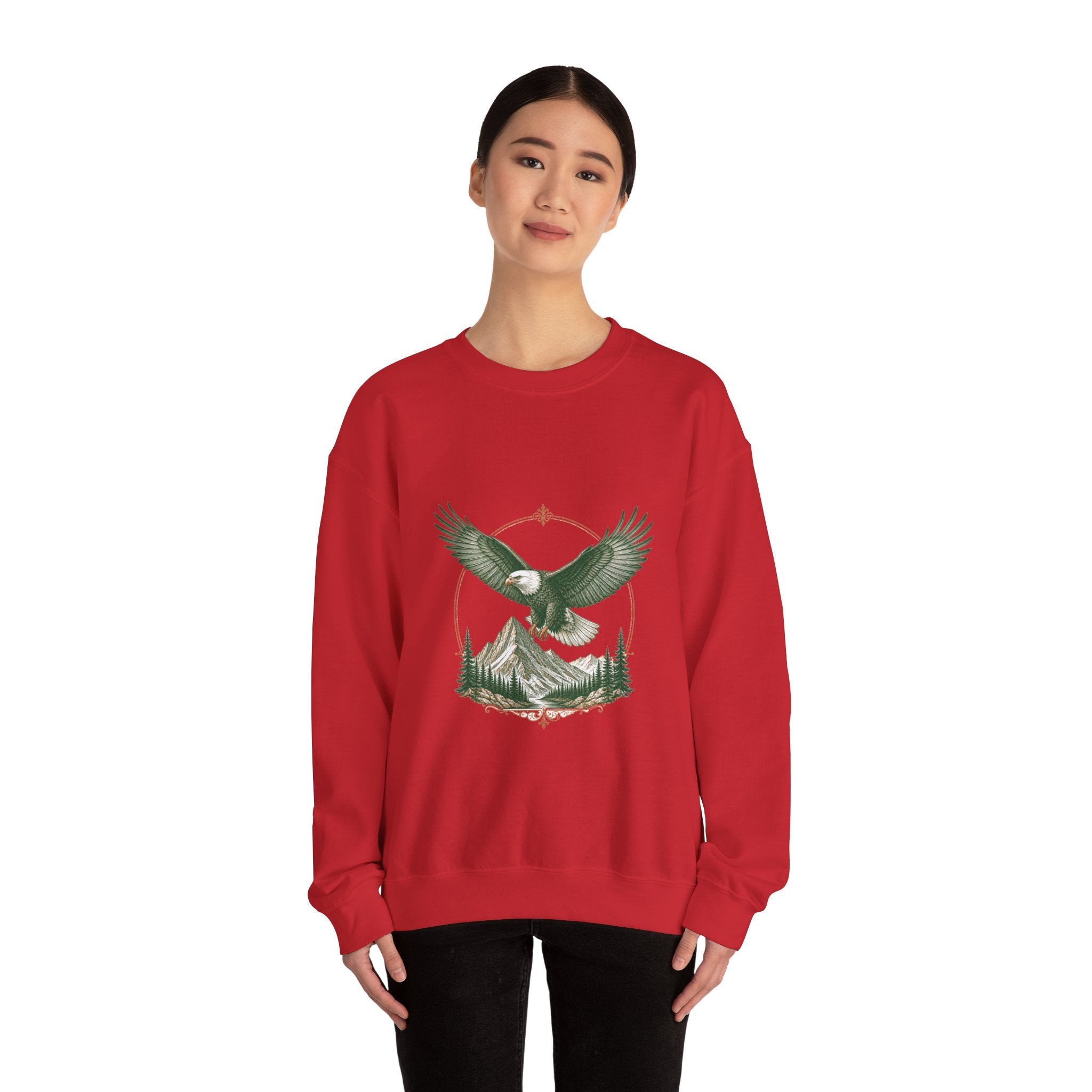 Matching Couple Sweatshirt - Eagle & Whale Matching Couple Premium Fleece Sweatshirt Vintage Art His Hers Honeymoon Gift - Design A