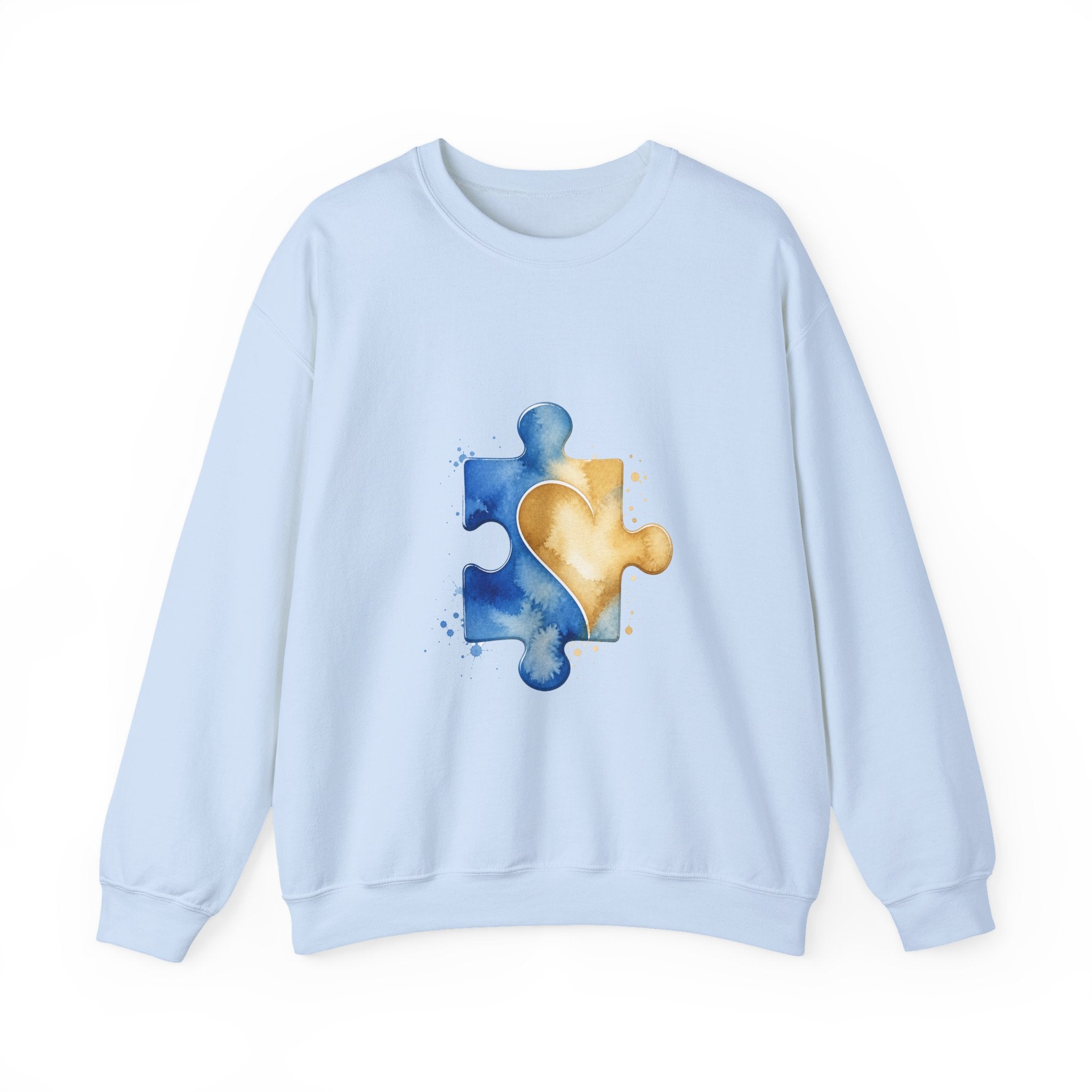 Matching Couple Sweatshirt - Puzzle Pieces Matching Couple Crewneck Sweatshirt Watercolor Art His Hers Engagement Gift - Design B