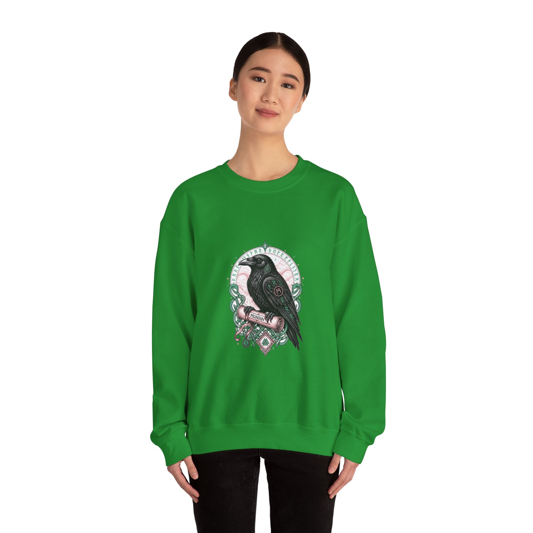 Matching Couple Sweatshirt - Huginn & Muninn Matching Couple Crewneck Sweatshirt Hand-Drawn Art His Hers Best Friend Gift - Design B