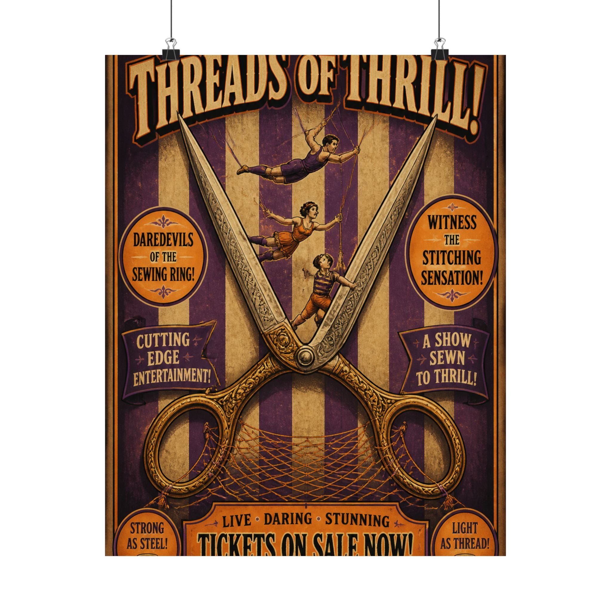 Giant Scissors Trapeze Wall Art Poster 18×24 Vintage Circus Kitchen Decor Maximalist Print