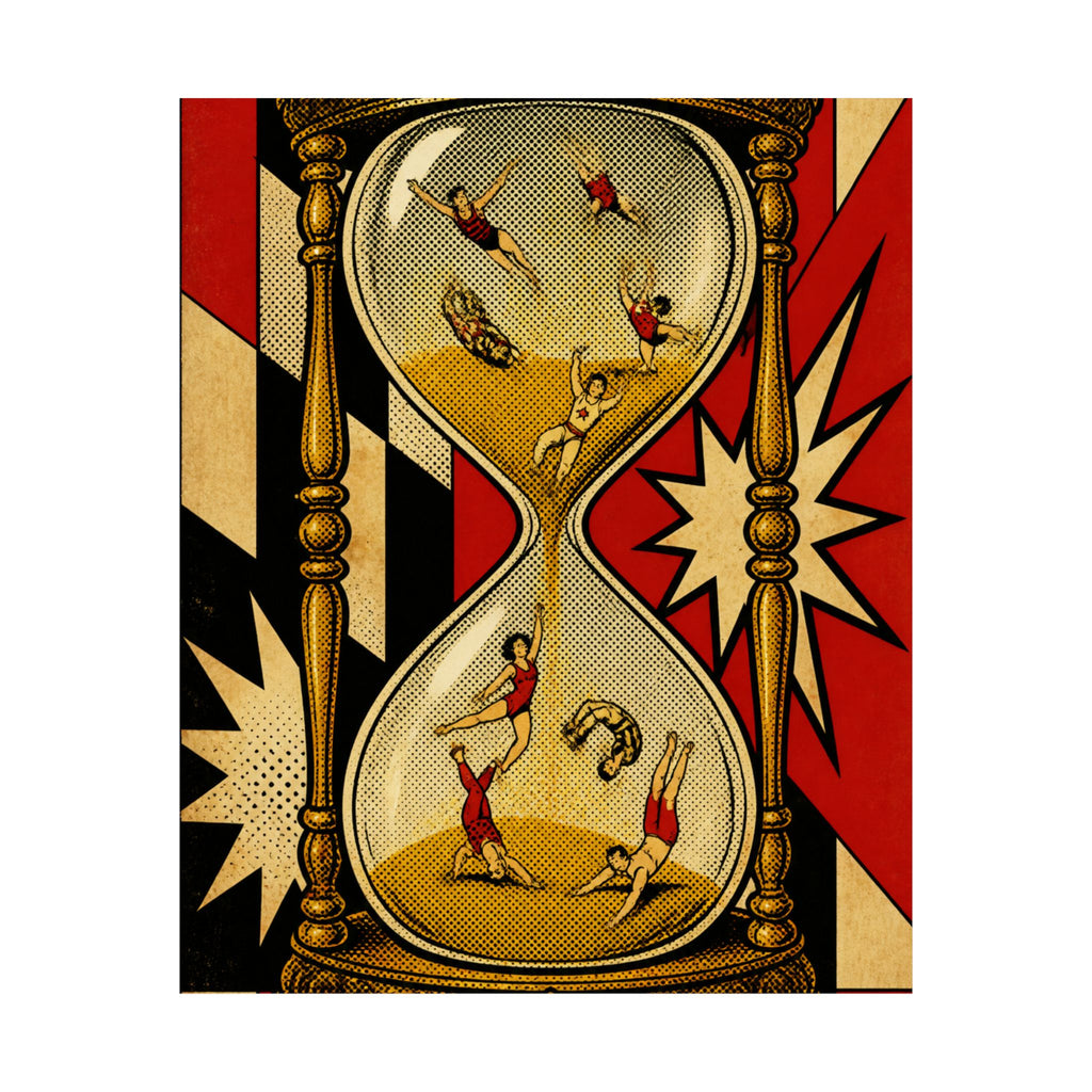 Hourglass Acrobats Wall Art Poster 18×24 Pop Art Living Room Decor Maximalist Print