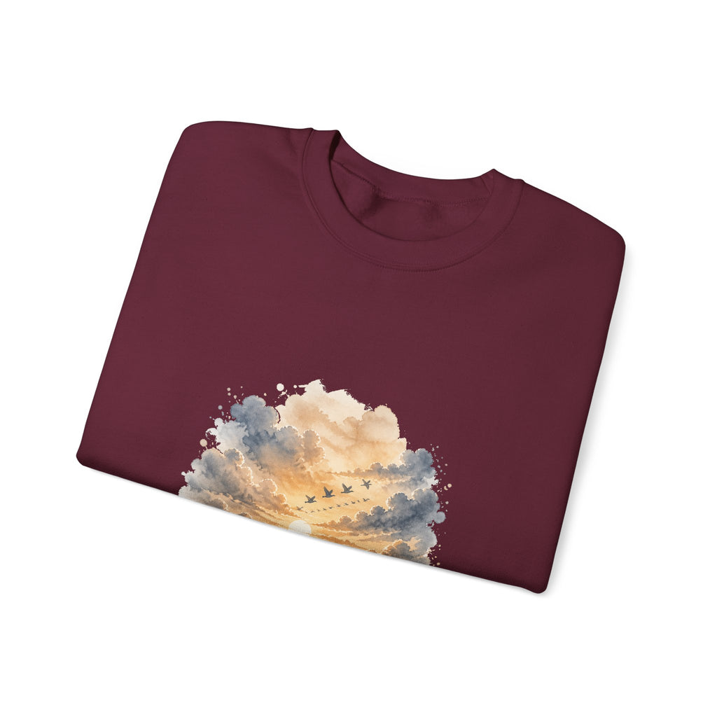 Matching Couple Sweatshirt - Sunrise & Sunset Matching Couple Premium Fleece Sweatshirt Watercolor Art His Hers Birthday Gift - Design B