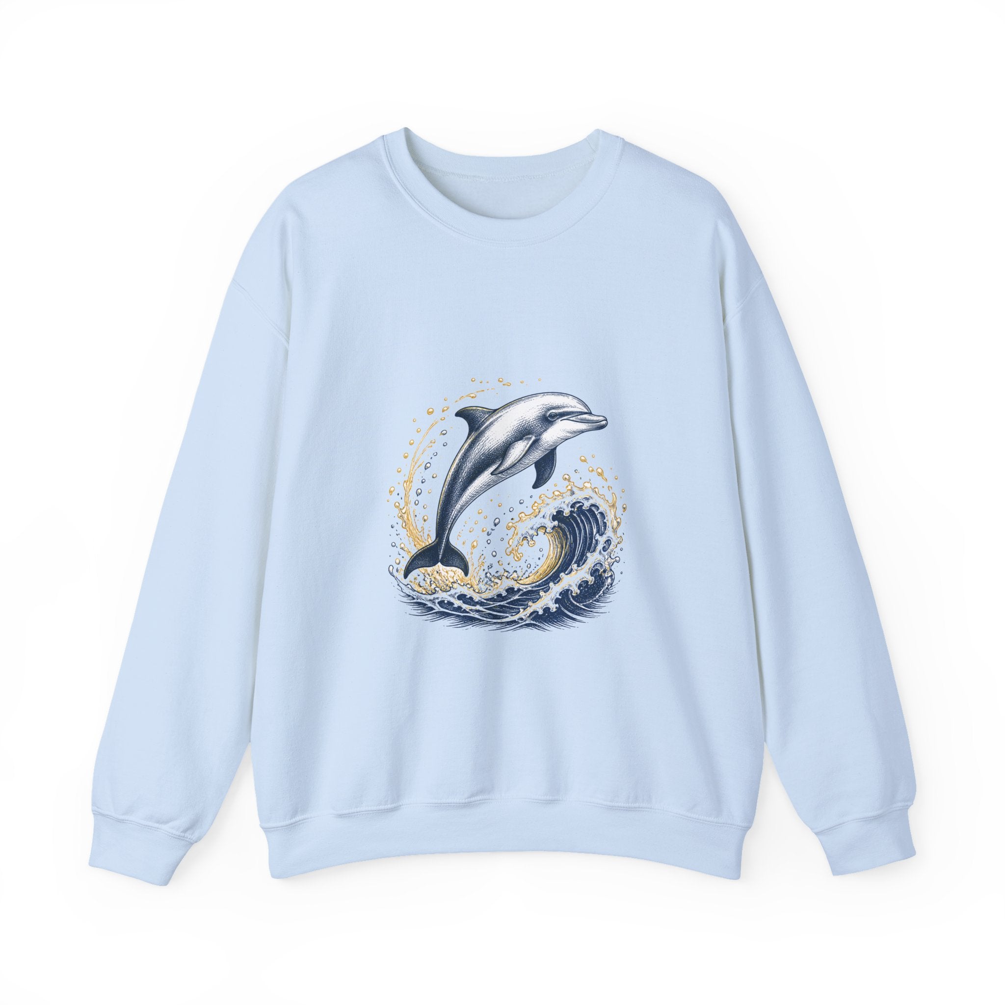 Matching Couple Sweatshirt - Shark & Dolphin Matching Couple Comfort Colors Crew Hand-Drawn Art His Hers Anniversary Gift - Design B