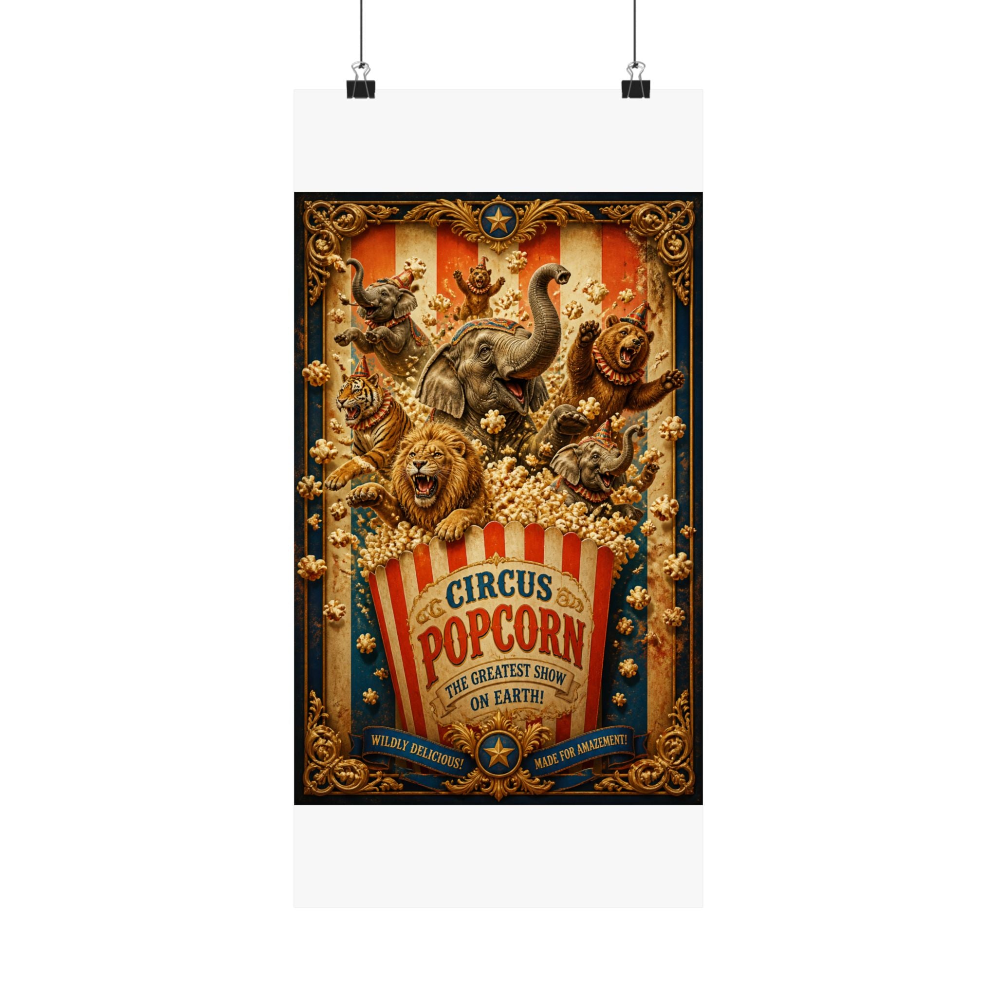 Popcorn Box Animals Wall Art Poster 18×24 Baroque Home Office Decor Maximalist Print