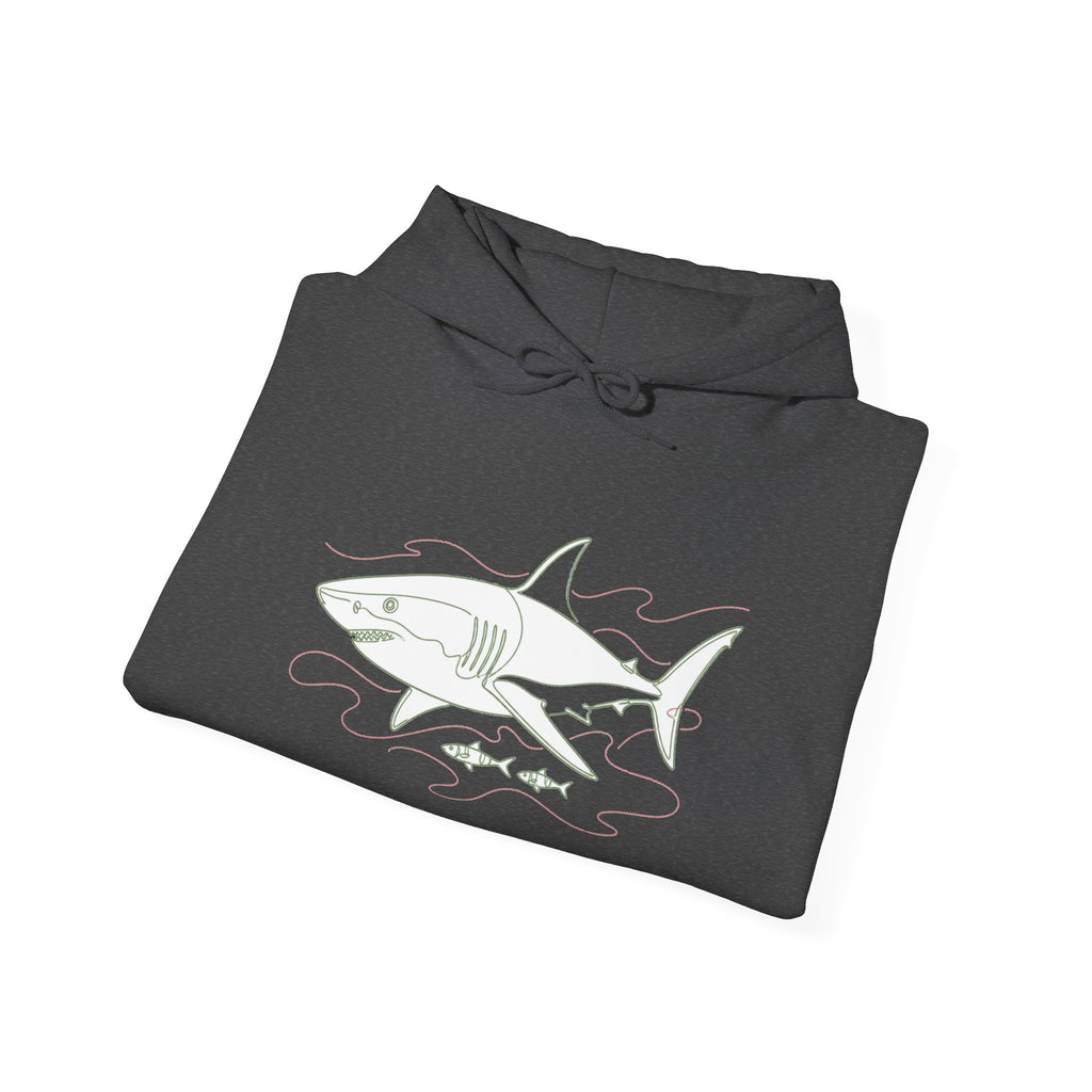 Matching Couple Sweatshirt - Shark & Dolphin Matching Couple Hooded Sweatshirt Minimalist Art His Hers Valentine Gift - Design A