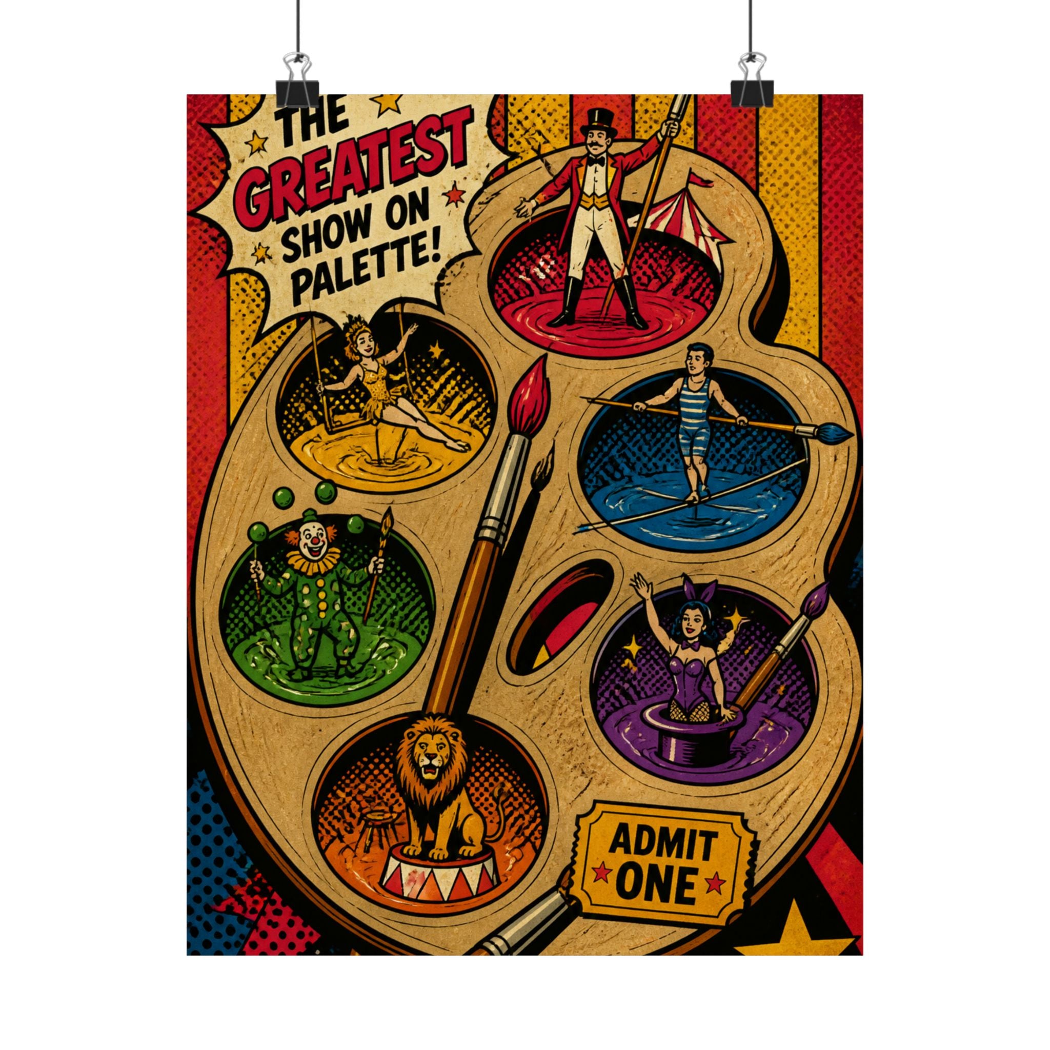 Paint Palette Stage Wall Art Poster 24×36 Pop Art Restaurant Decor Maximalist Print