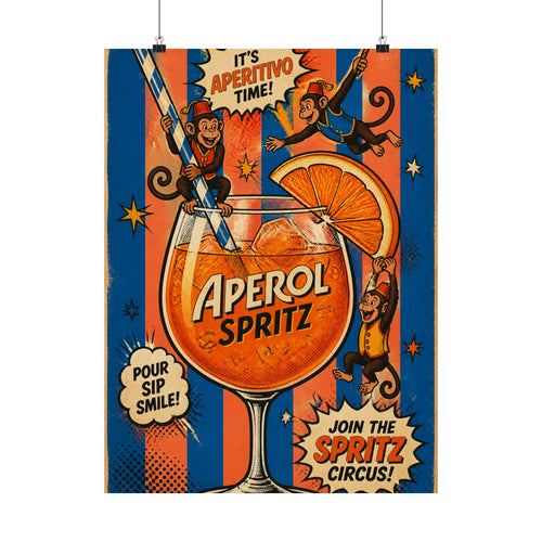 Aperol Spritz Monkeys Wall Art Poster 18×24 Pop Art Living Room Decor Maximalist Print