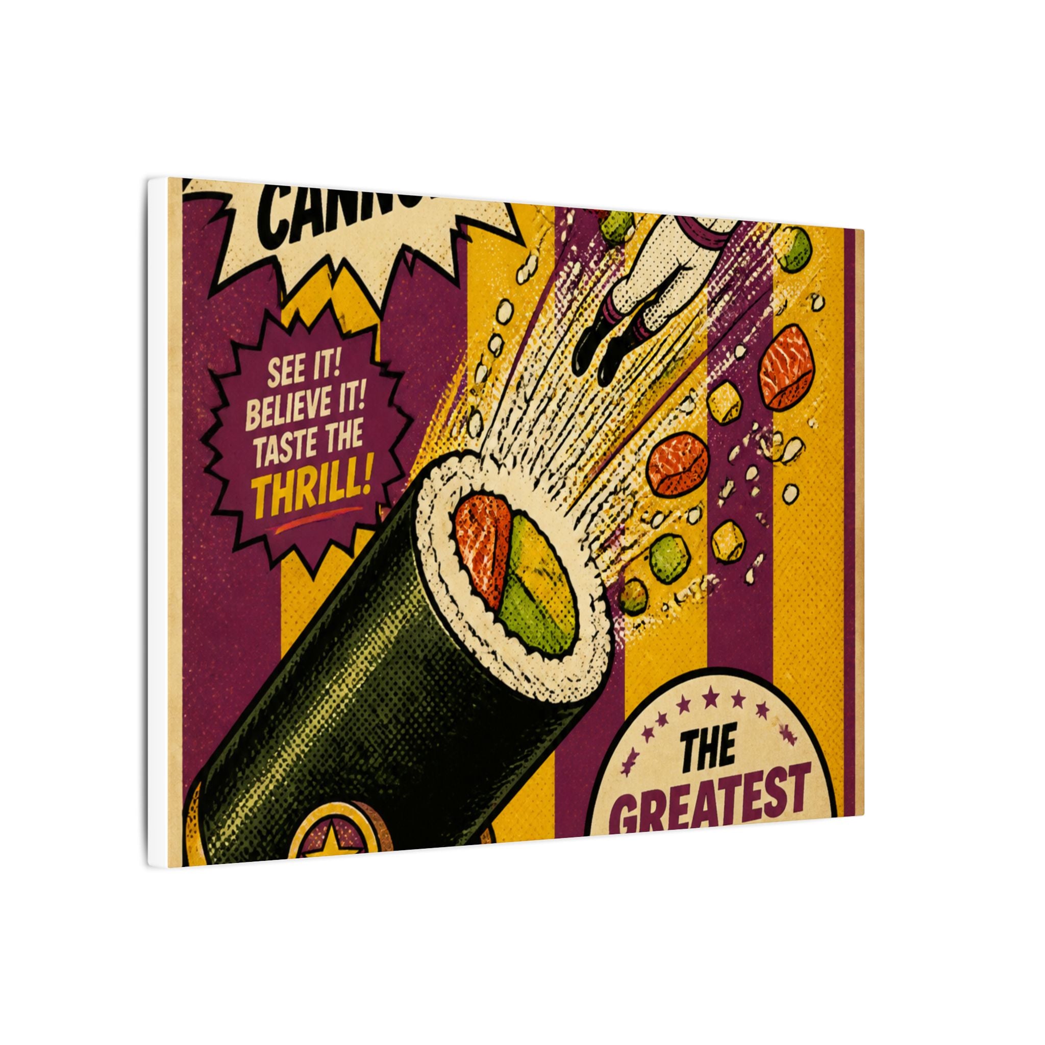 Sushi Roll Cannon Wall Art Canvas 24×36 Pop Art Restaurant Decor Maximalist Print