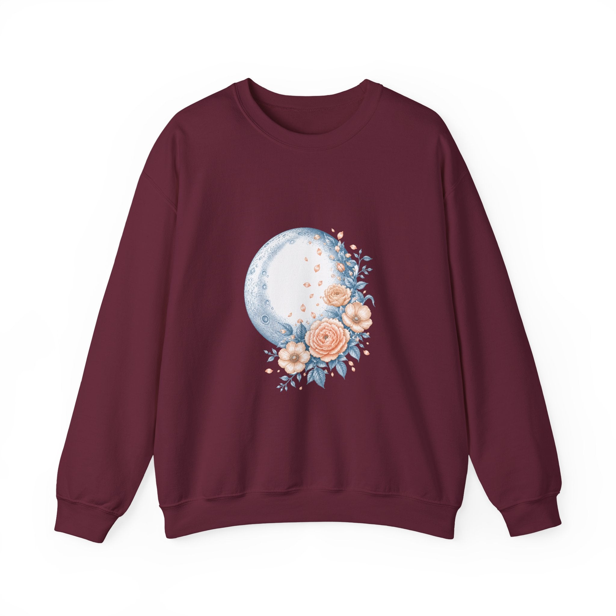Matching Couple Sweatshirt - Waxing & Waning Moon Matching Couple Crewneck Sweatshirt Vintage Art His Hers Wedding Gift - Design B