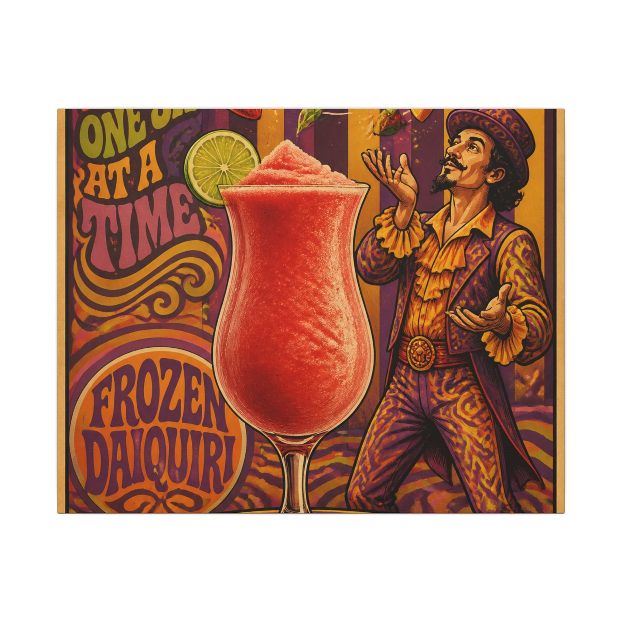 Daiquiri Fruit Juggler Wall Art Canvas 24×36 Psychedelic Dining Room Decor Maximalist Print