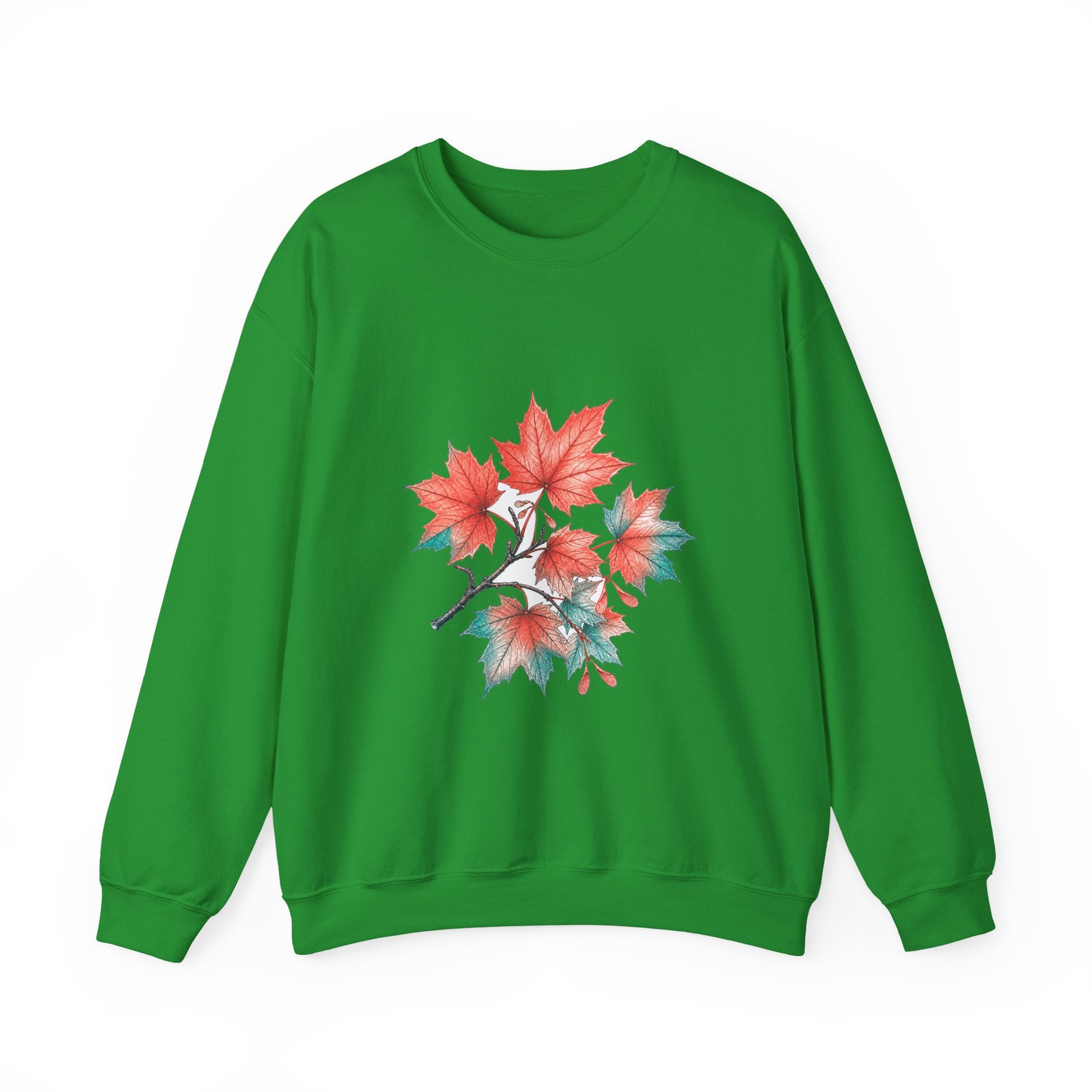Matching Couple Sweatshirt - Cherry Blossom & Maple Leaf Matching Couple Premium Fleece Sweatshirt Hand-Drawn Art His Hers Anniversary Gift - Design B