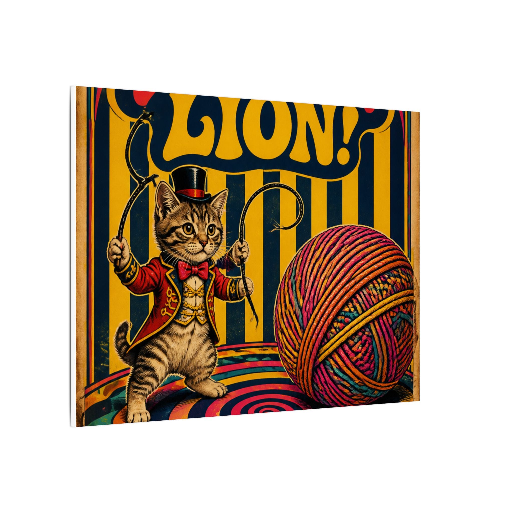Cat Lion Tamer Wall Art Canvas 24×36 Psychedelic Dining Room Decor Maximalist Print