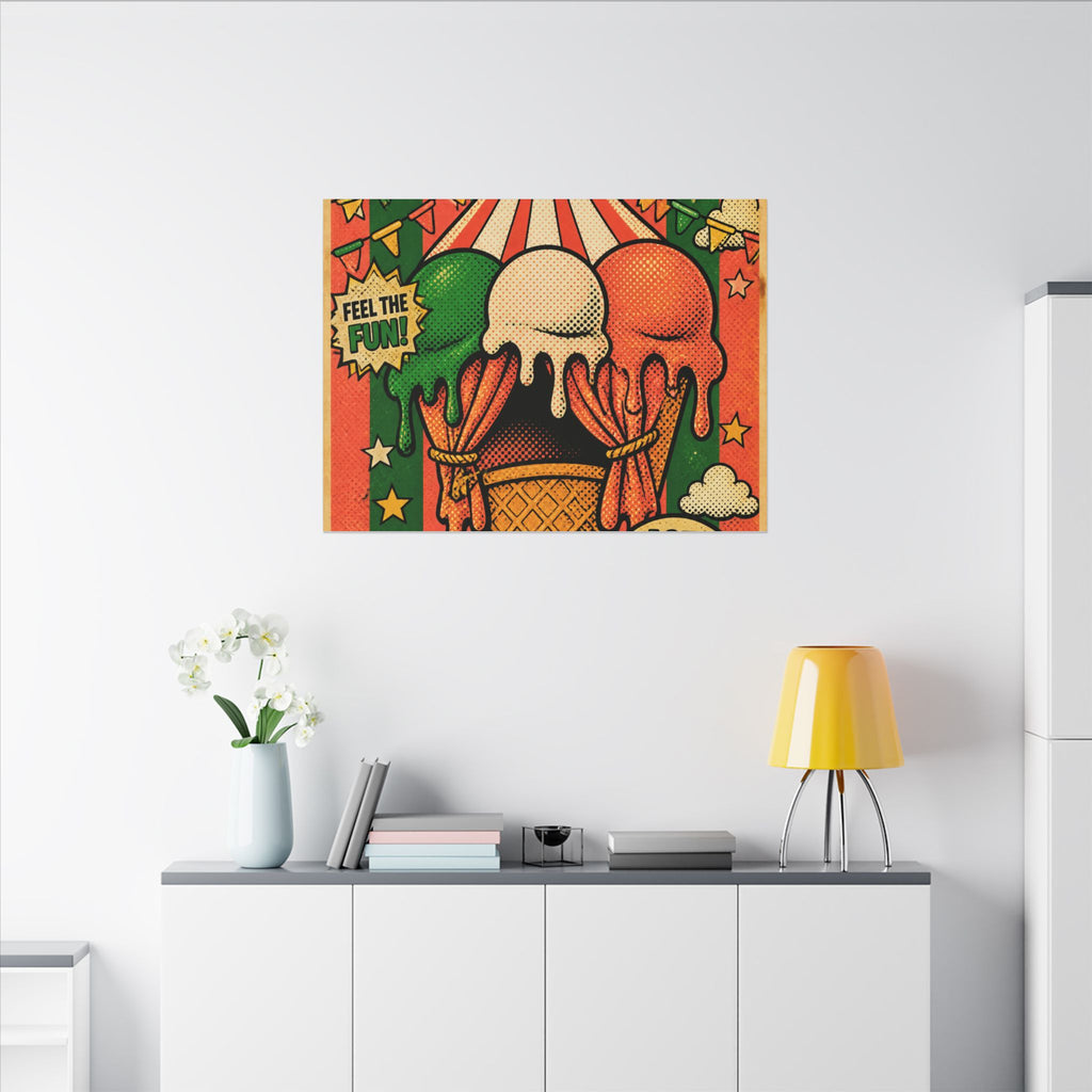 Ice Cream Cone Circus Tent Wall Art Canvas 24×36 Pop Art Restaurant Decor Maximalist Print
