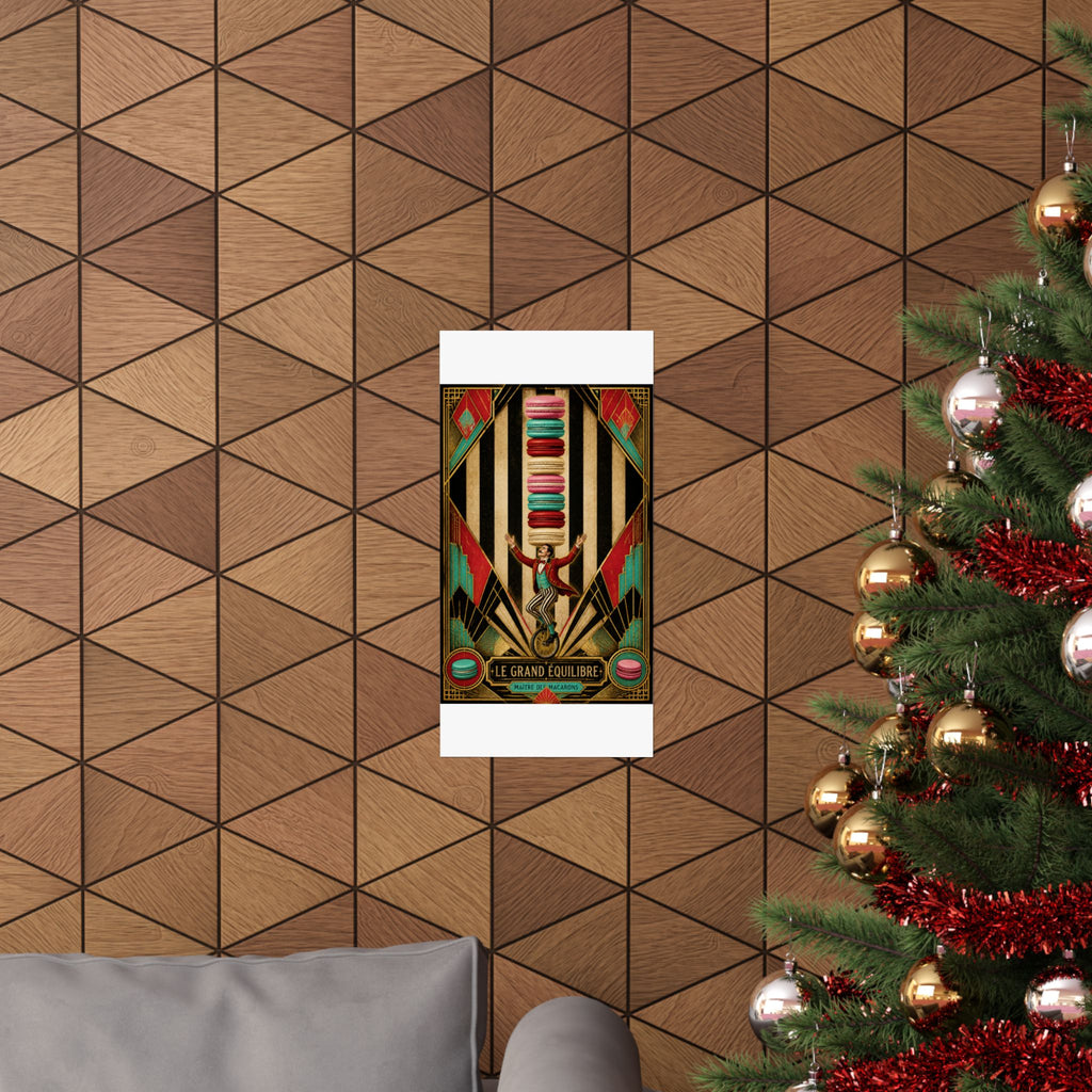 Macaron Balancing Tower Wall Art Poster 18×24 Art Deco Entryway Decor Maximalist Print