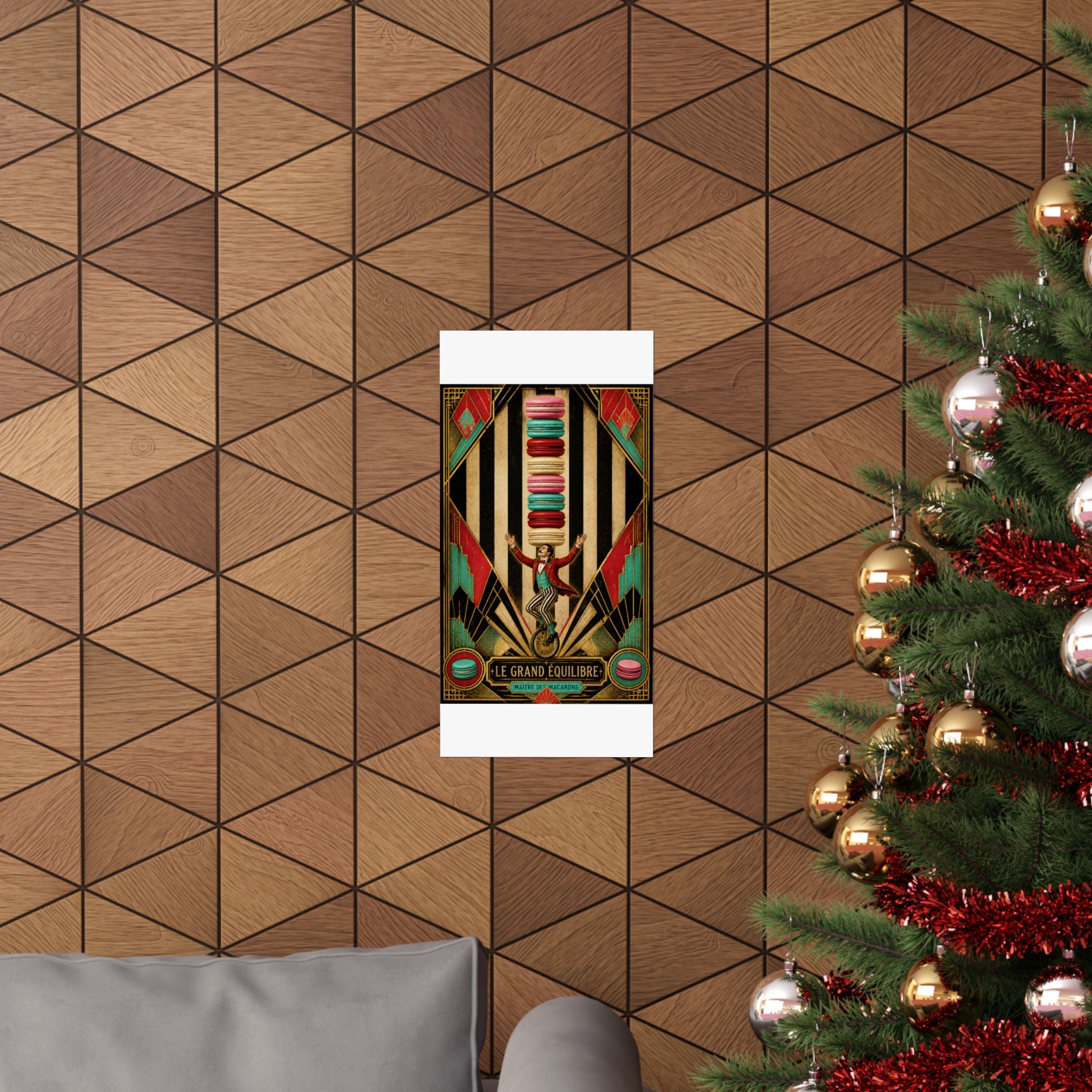 Macaron Balancing Tower Wall Art Poster 18×24 Art Deco Entryway Decor Maximalist Print