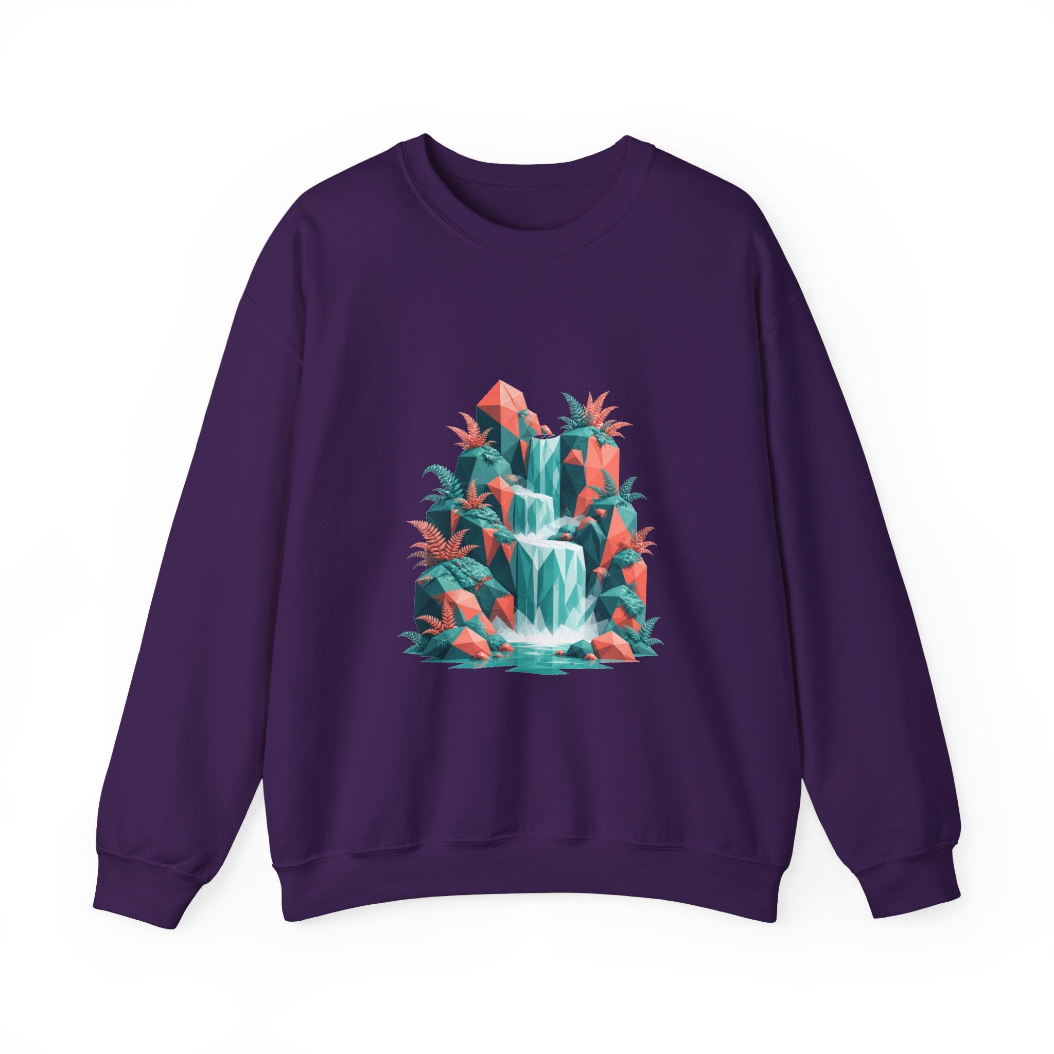 Matching Couple Sweatshirt - Wildfire & Waterfall Matching Couple Premium Fleece Sweatshirt Geometric Art His Hers Love Gift - Design B