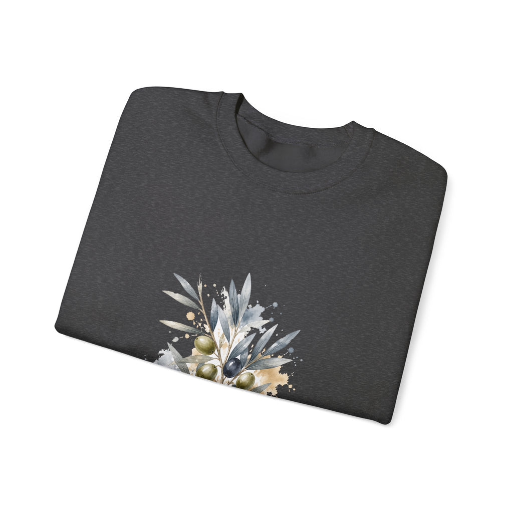Matching Couple Sweatshirt - Olive Branch & Fig Matching Couple Crewneck Sweatshirt Watercolor Art His Hers Engagement Gift - Design A