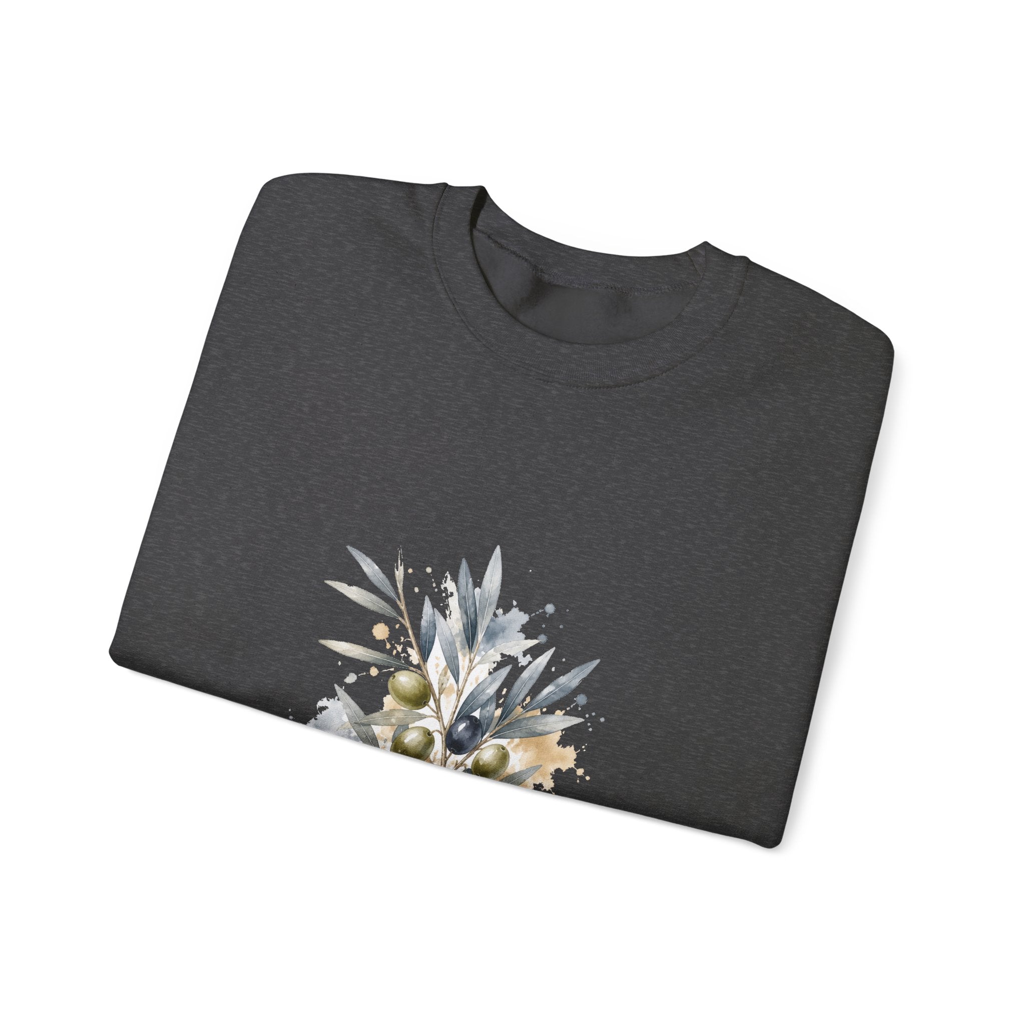 Matching Couple Sweatshirt - Olive Branch & Fig Matching Couple Crewneck Sweatshirt Watercolor Art His Hers Engagement Gift - Design A