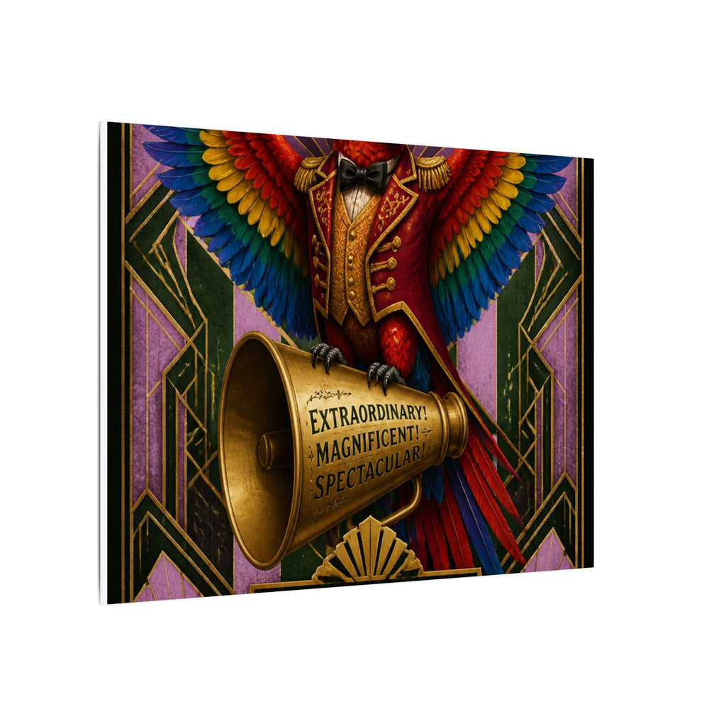 Parrot Ringmaster Wall Art Canvas 16×20 Art Deco Entryway Decor Maximalist Print