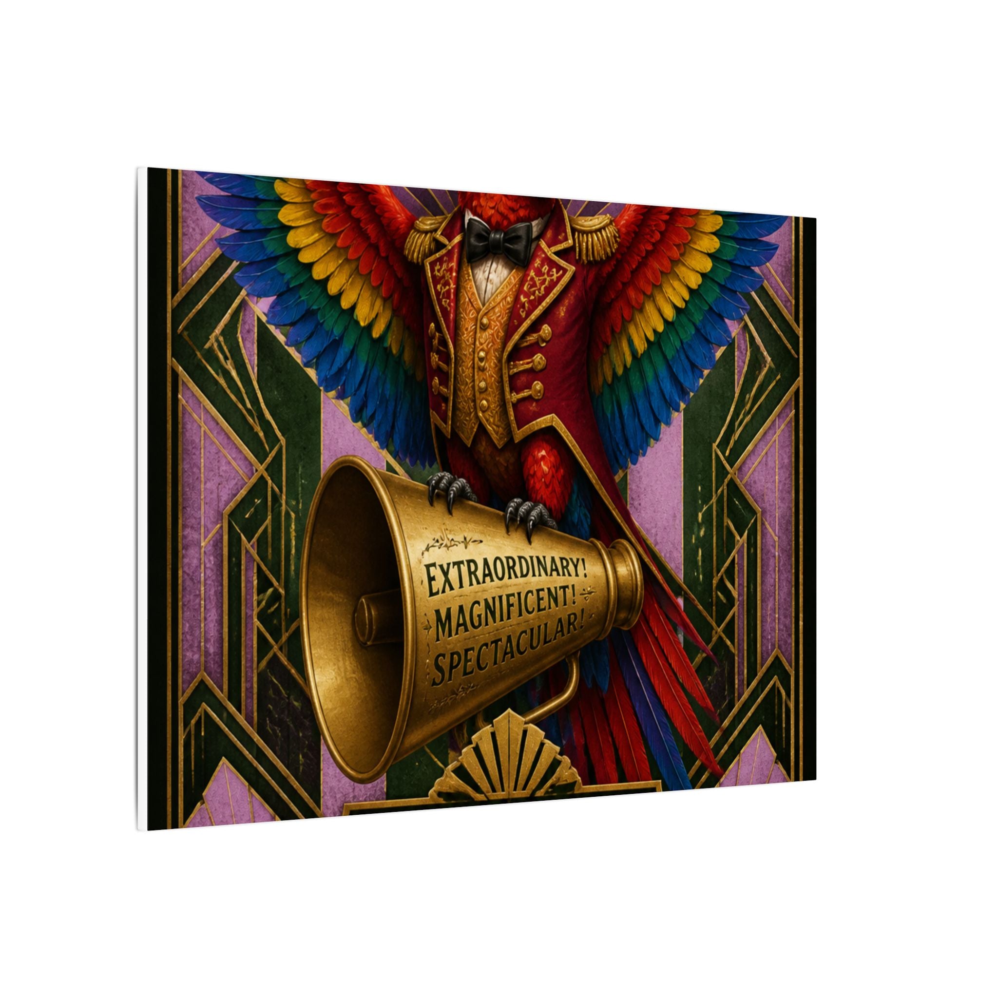 Parrot Ringmaster Wall Art Canvas 16×20 Art Deco Entryway Decor Maximalist Print