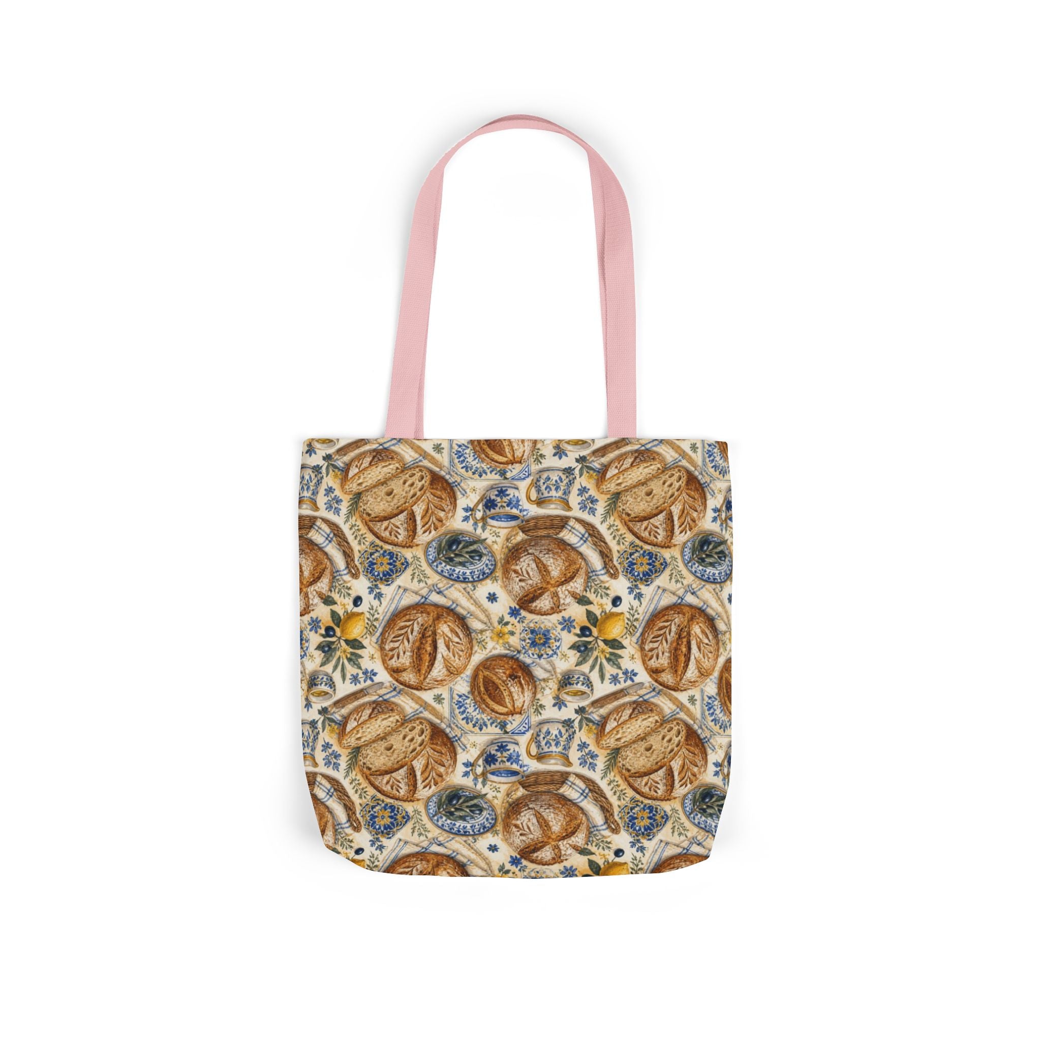 Rustic Sourdough Bread Canvas Tote Bag Mediterranean Kitchen Watercolor Design Italian Cottagecore Gift