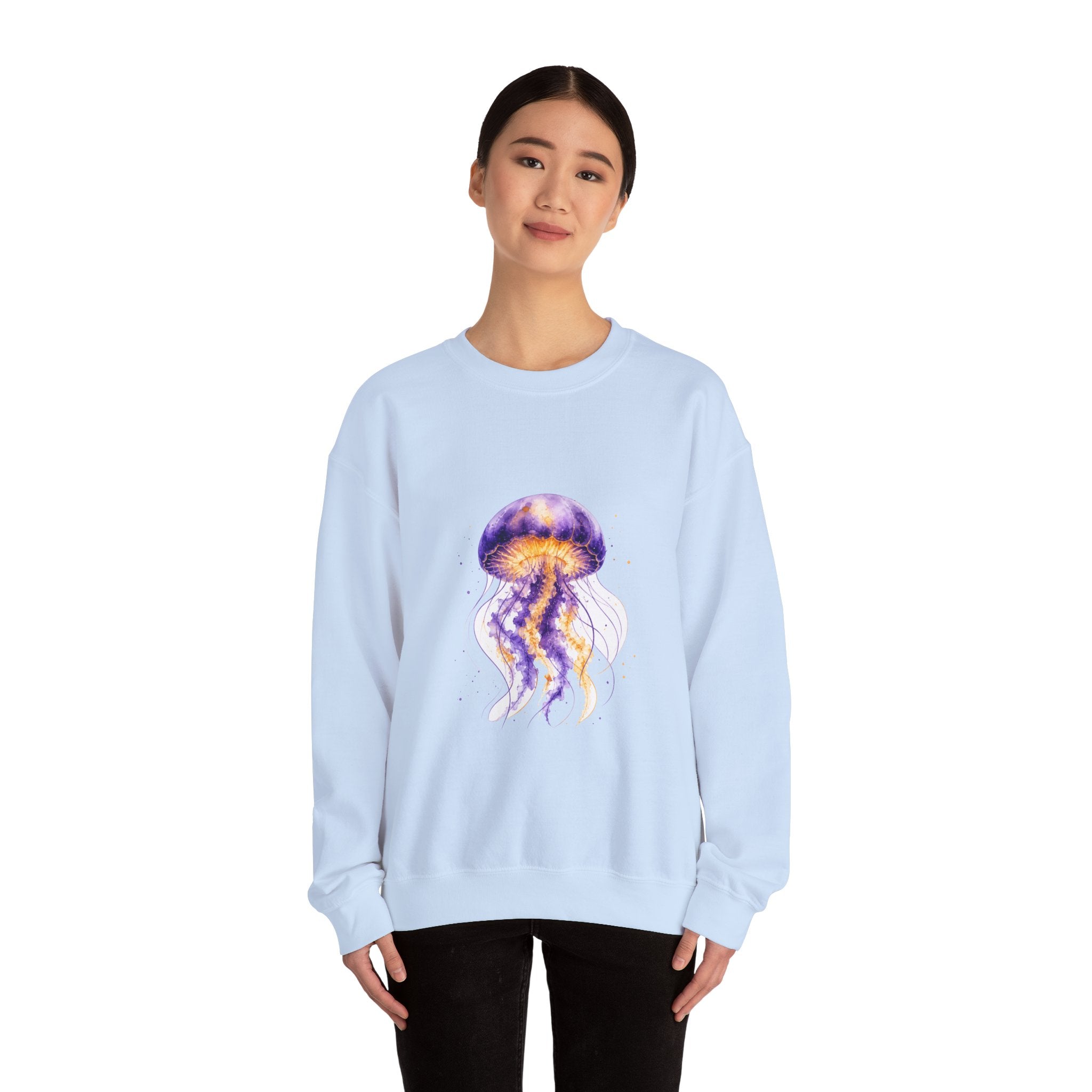 Matching Couple Sweatshirt - Octopus & Jellyfish Matching Couple Comfort Colors Crew Watercolor Art His Hers Birthday Gift - Design B