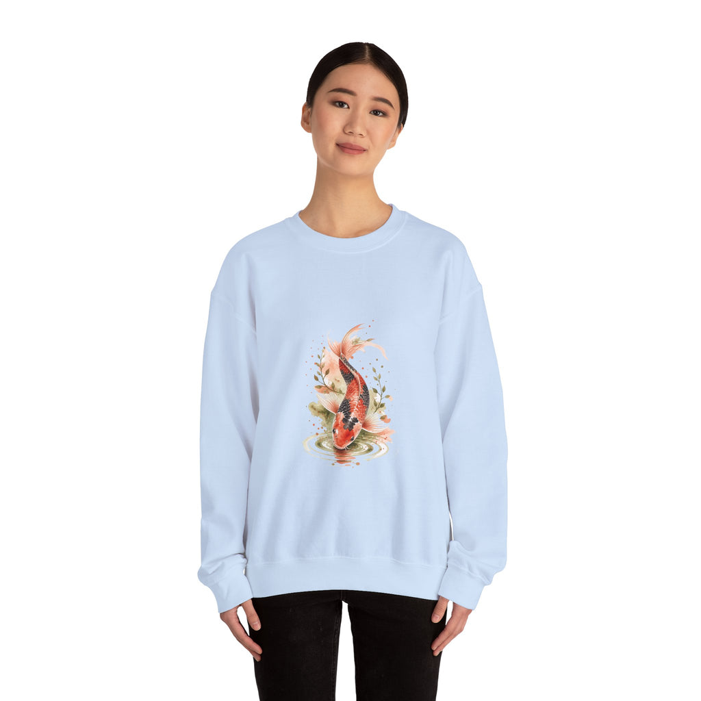 Matching Couple Sweatshirt - Koi Fish Yin Yang Matching Couple Comfort Colors Crew Watercolor Art His Hers Birthday Gift - Design B