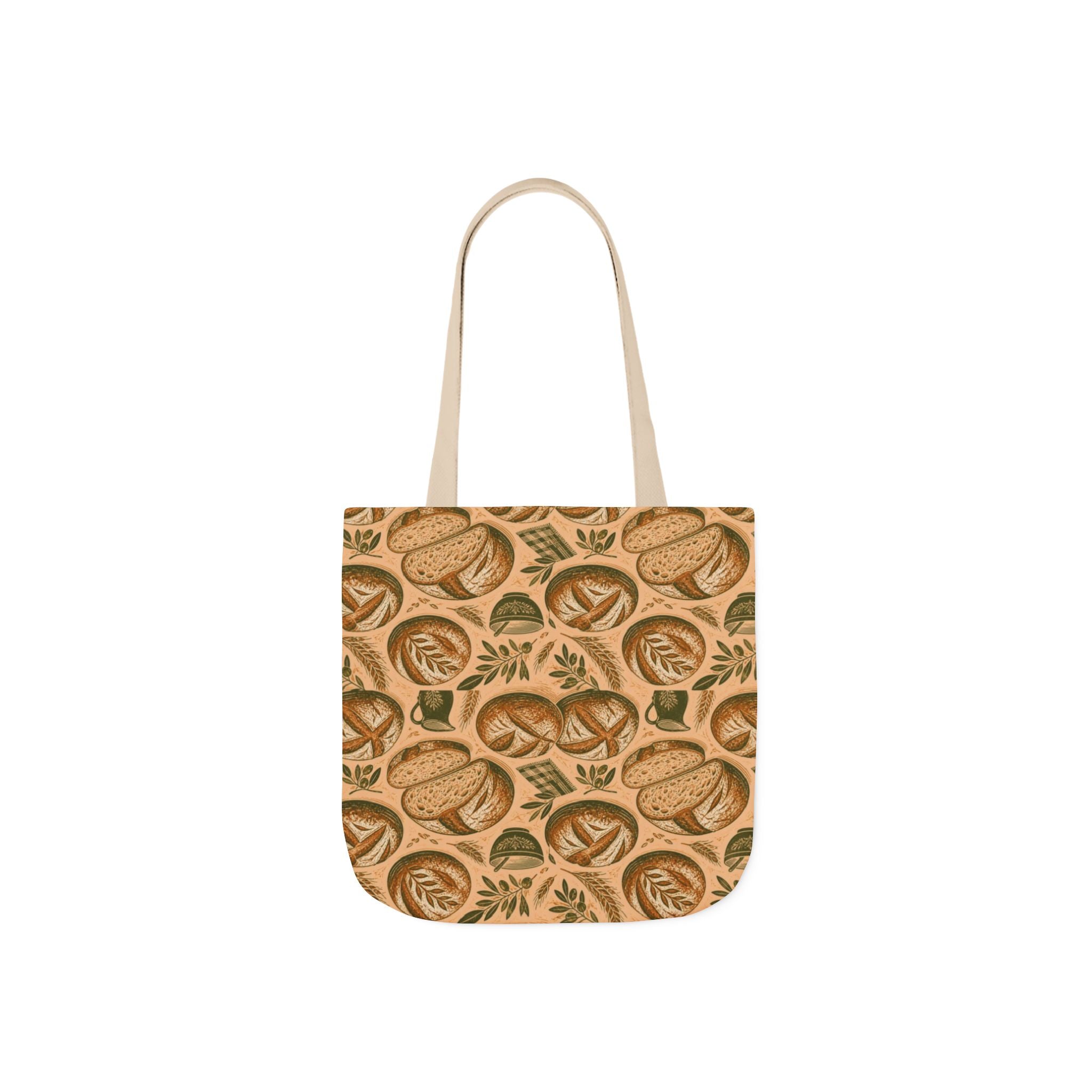 Rustic Sourdough Bread Canvas Tote Bag Mediterranean Kitchen Linocut Design Italian Cottagecore Gift