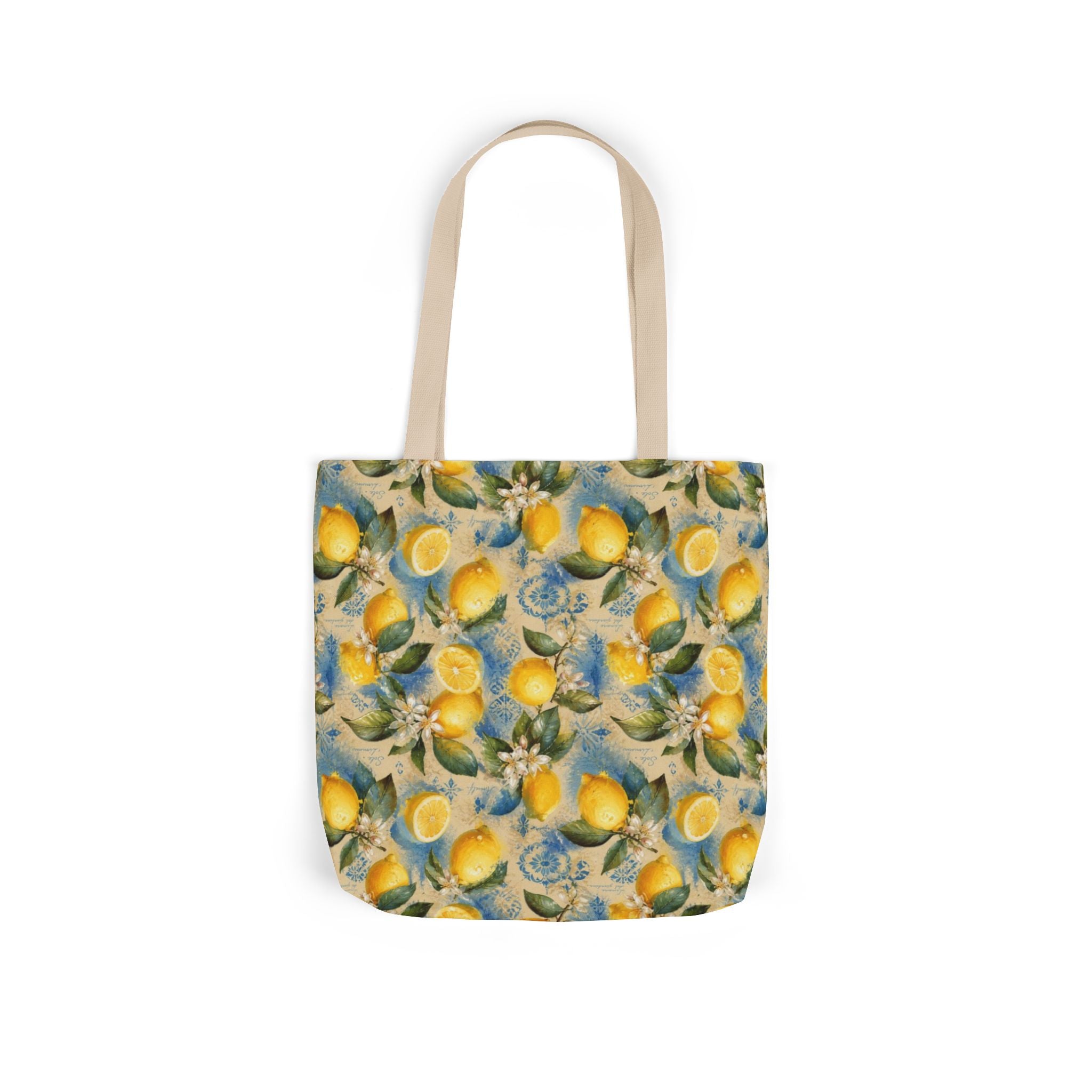 Meyer Lemons Canvas Tote Bag Mediterranean Kitchen Watercolor Splash Design Italian Cottagecore Gift